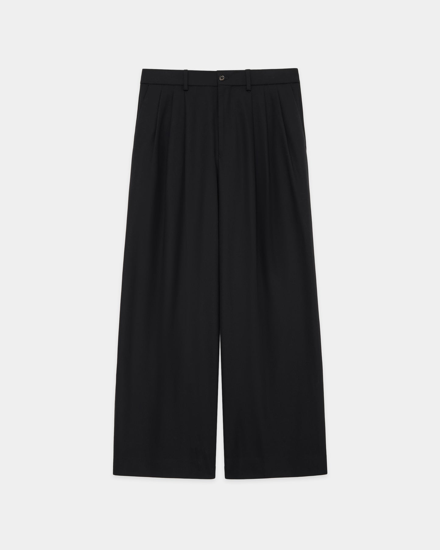 TRIPLE PLEATED WIDE TROUSERS BLACK