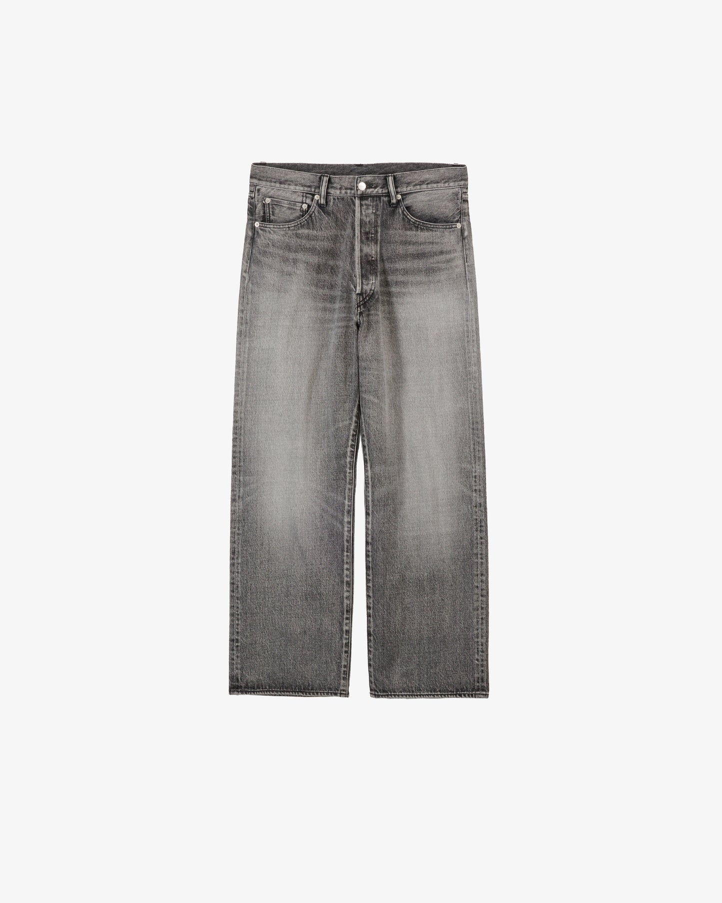 Selvage Denim Five Pocket Wide Straight Pants BLACK_LIGHT FADE