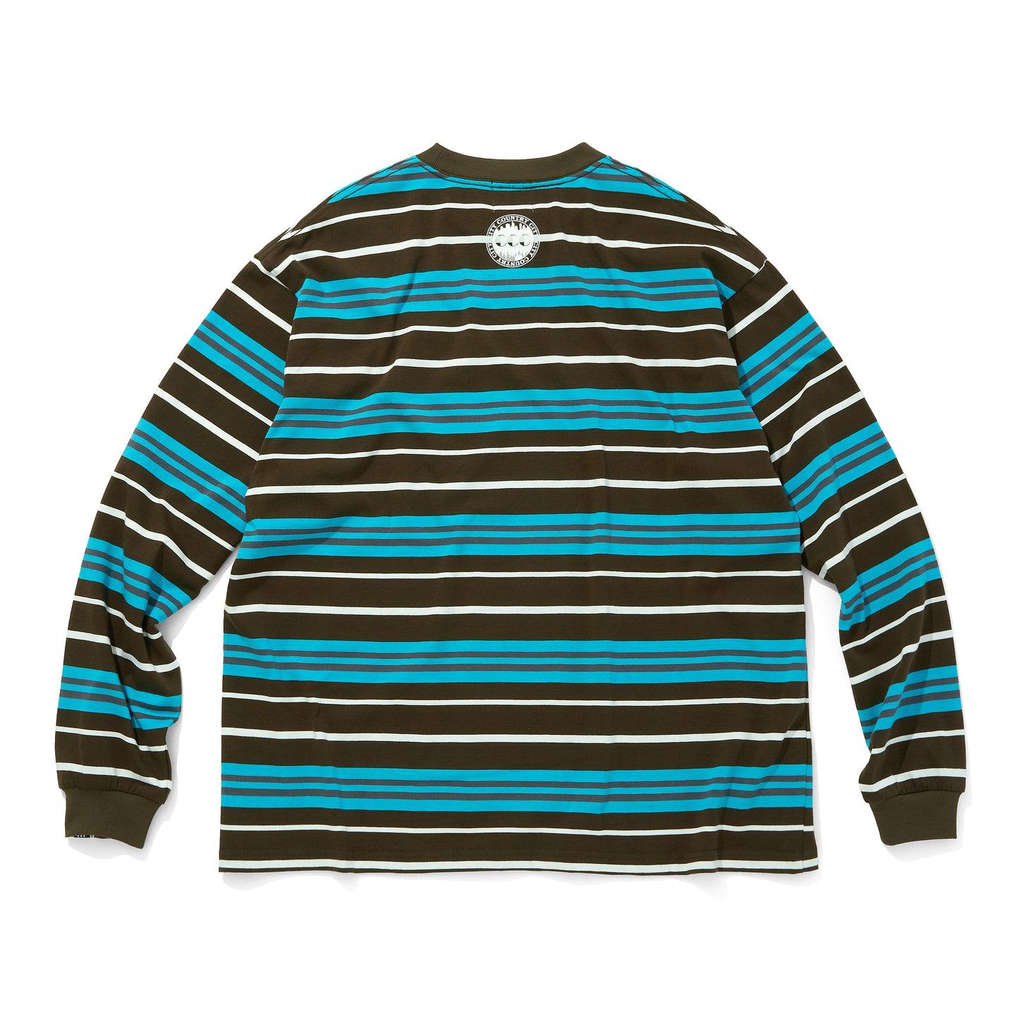 EMBROIDERED LOGO MULTI BORDER L/S T-SHIRT