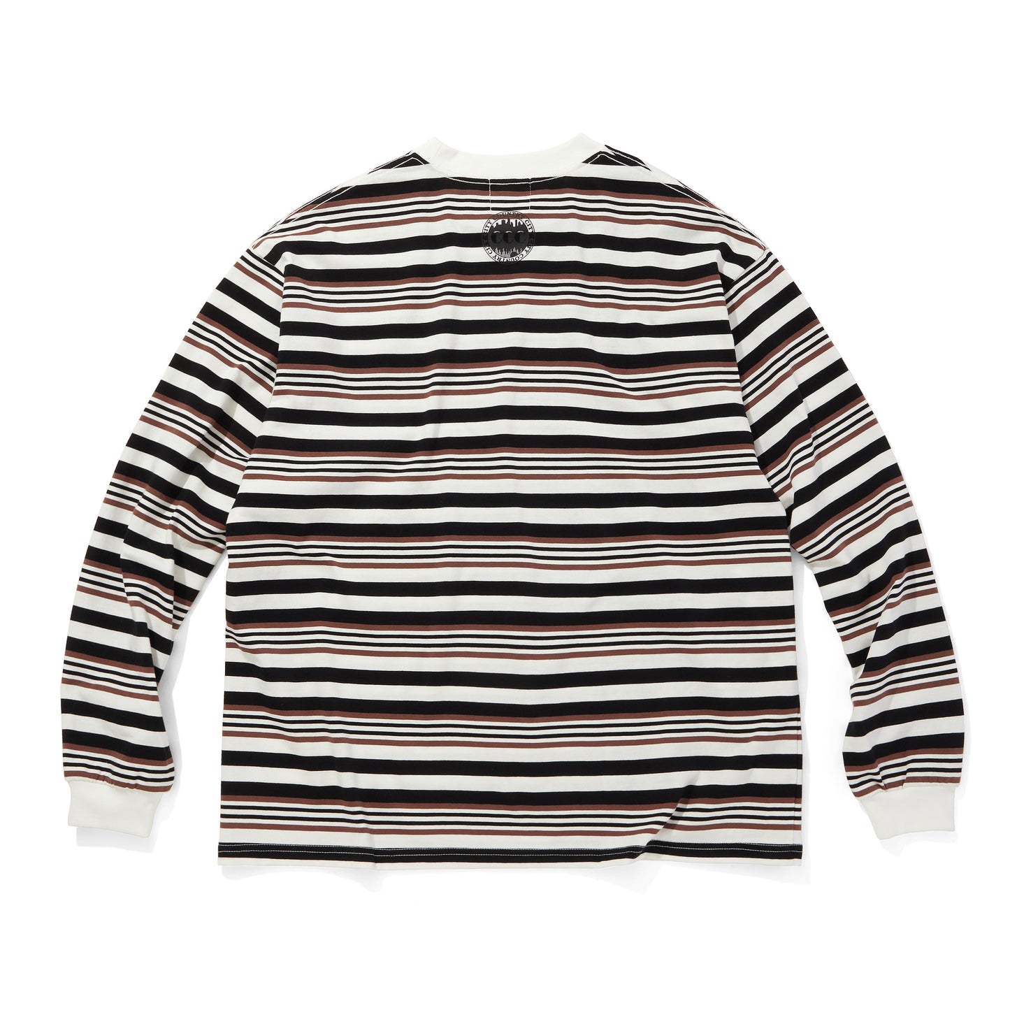 EMBROIDERED LOGO MULTI BORDER L/S T-SHIRT