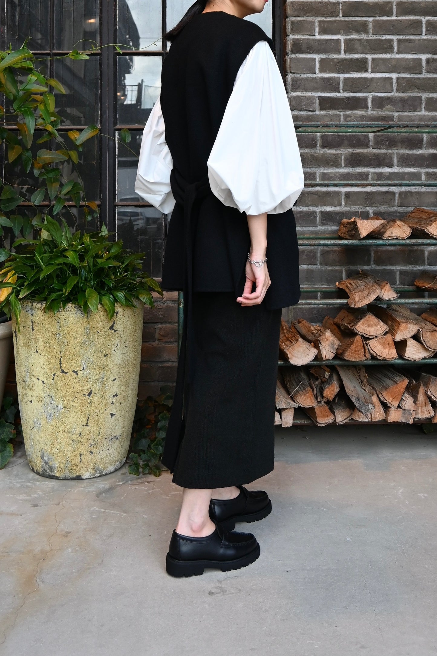 stretch raw silk ribbed-jersey pencil skirt