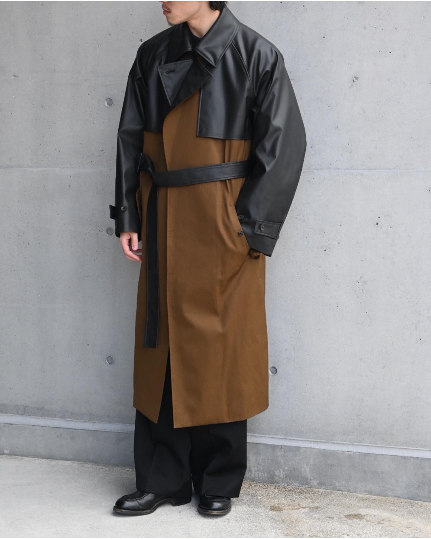 CNOTRAST SINGLE BREASTED WIDE LAPELS COAT CAMEL