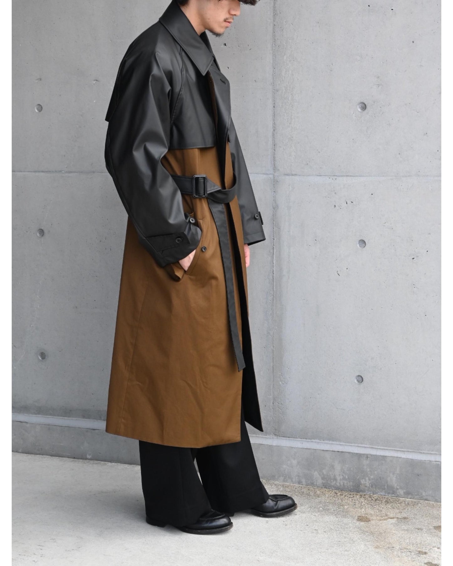 CNOTRAST SINGLE BREASTED WIDE LAPELS COAT CAMEL