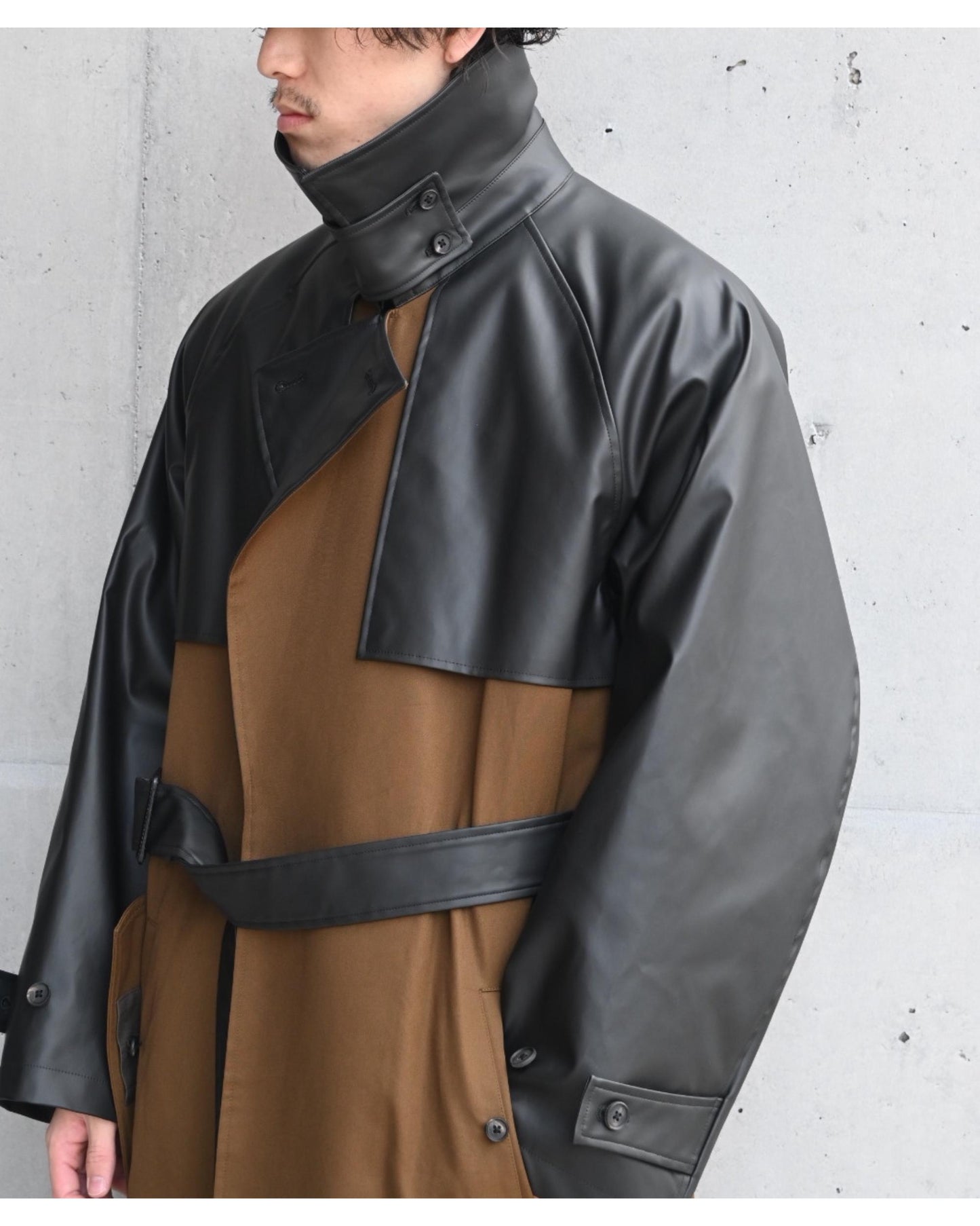 CNOTRAST SINGLE BREASTED WIDE LAPELS COAT CAMEL