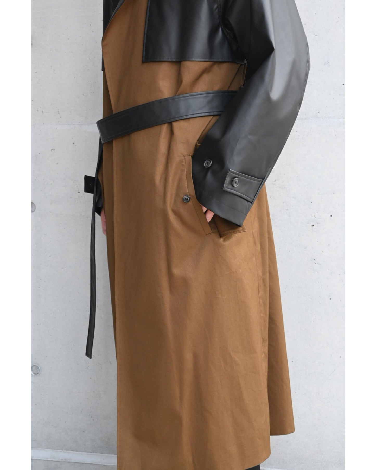 CNOTRAST SINGLE BREASTED WIDE LAPELS COAT CAMEL