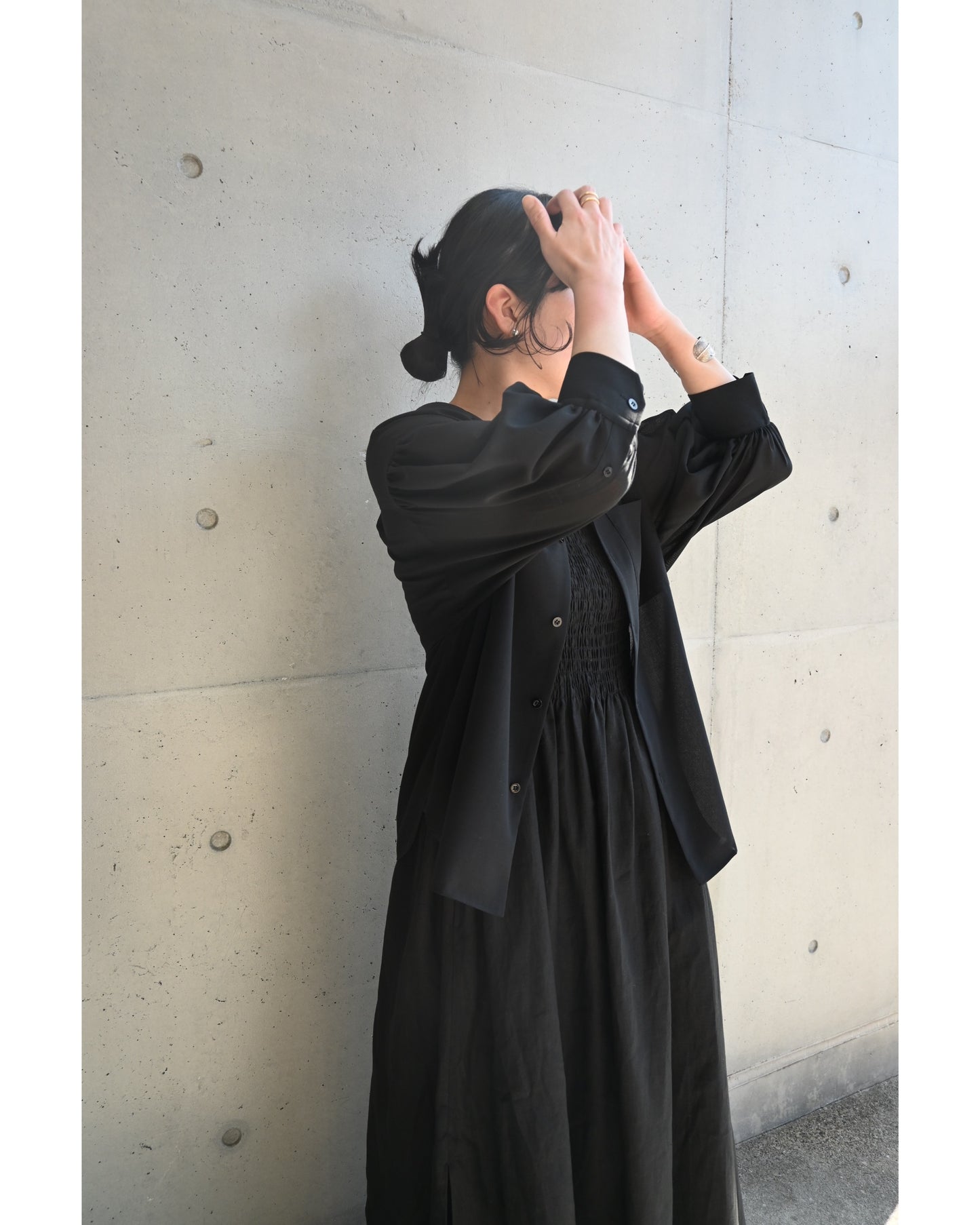 LINEN SHIRRED DRESS 16234