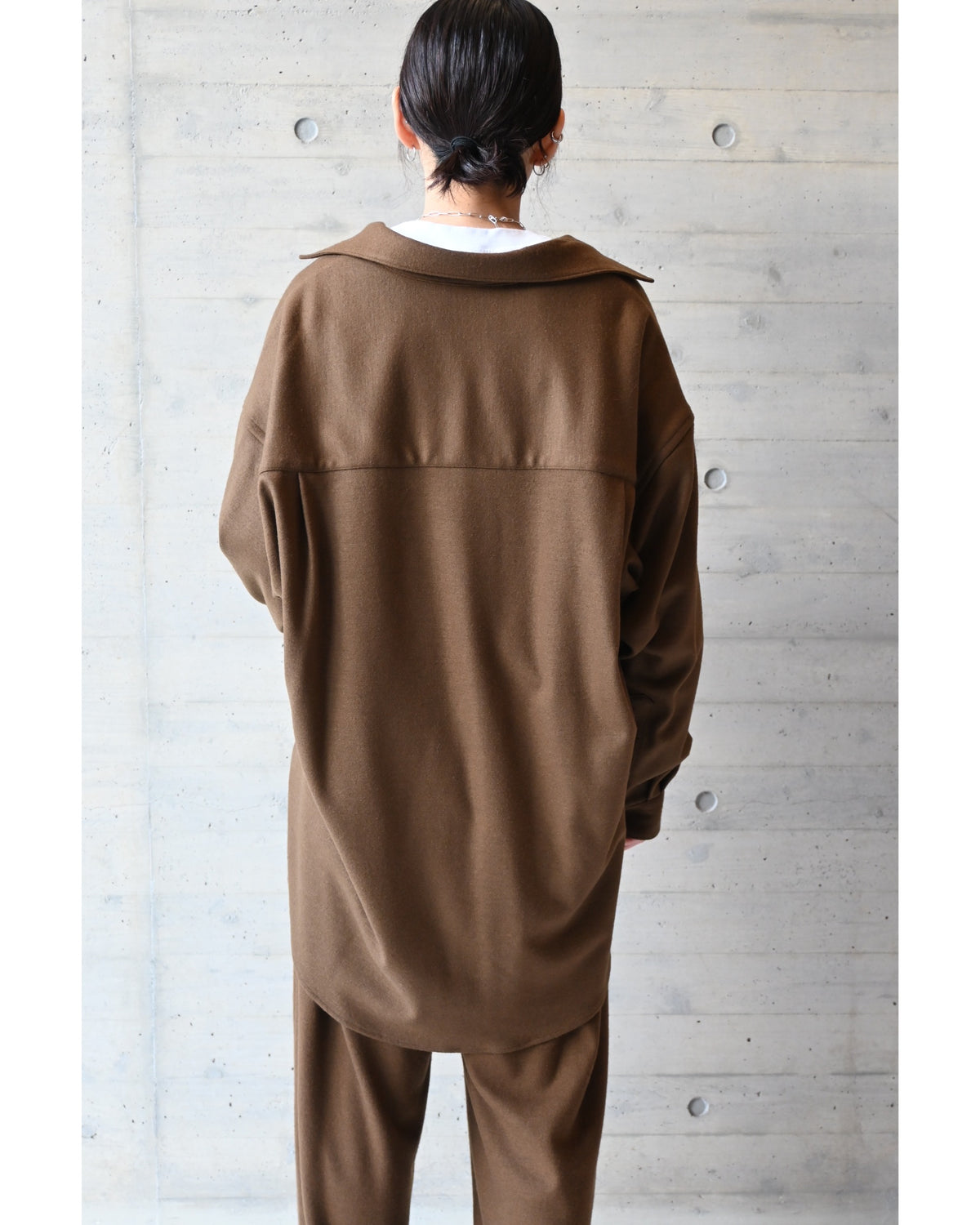 Wool Smooth Flannel Oversized Regular Collar Shirt