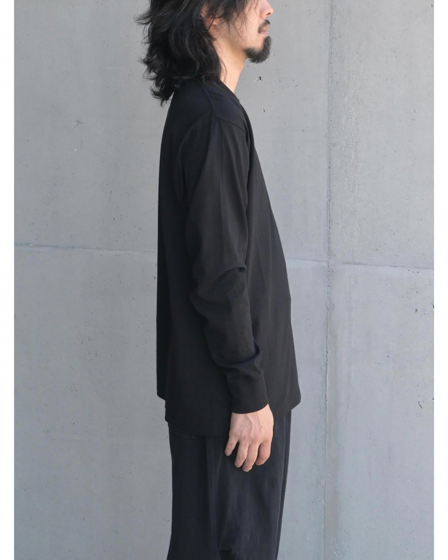 コットンジャージ 長袖Tシャツ BLACK