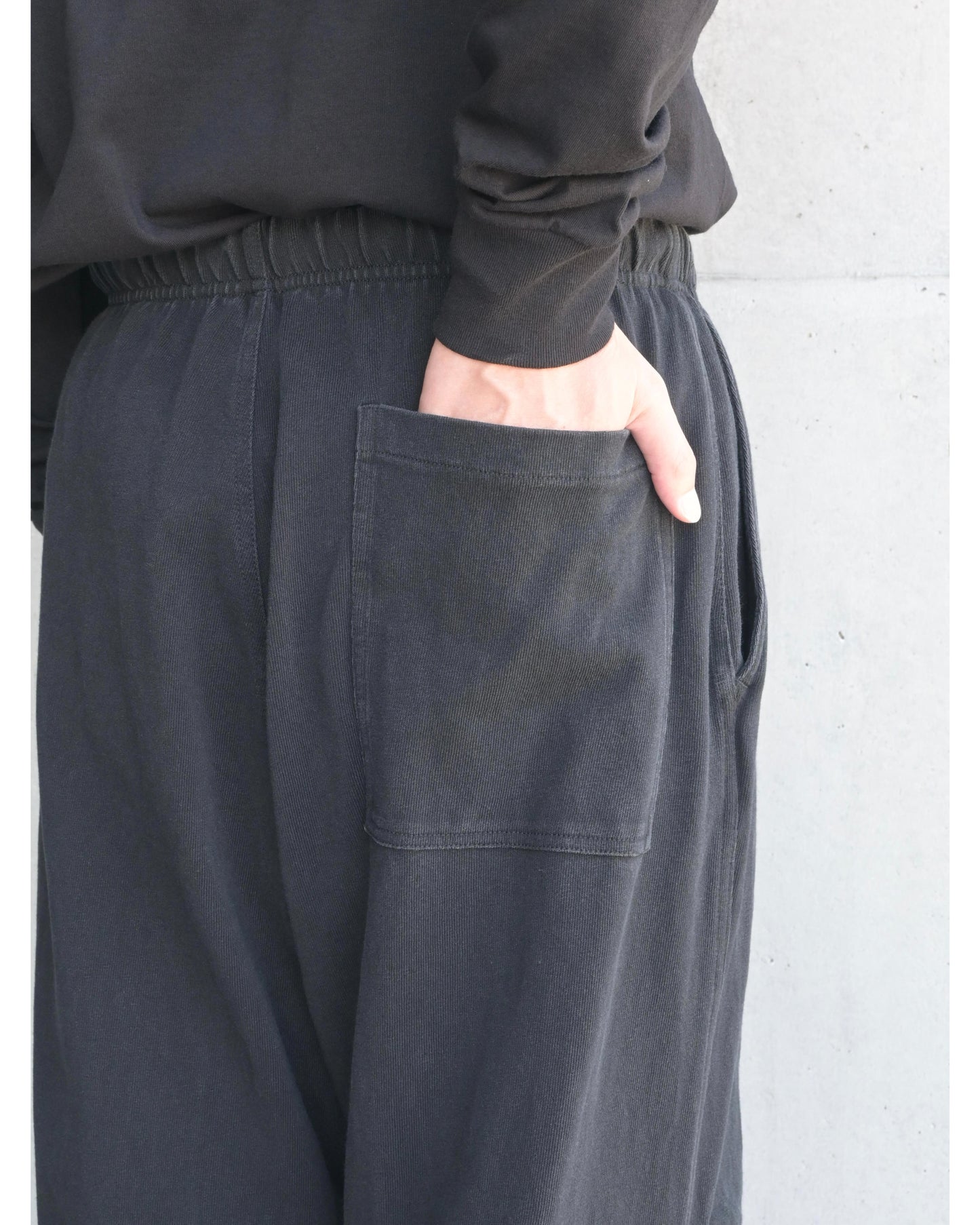 コットンジャージ ニータックパンツ BLACK