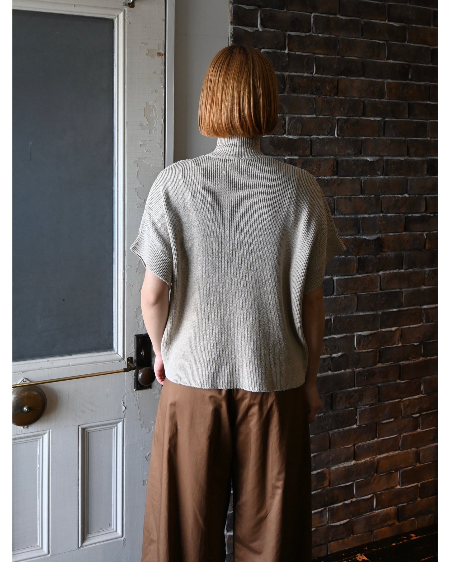 Linen Solotex S/S Mock Neck Knit