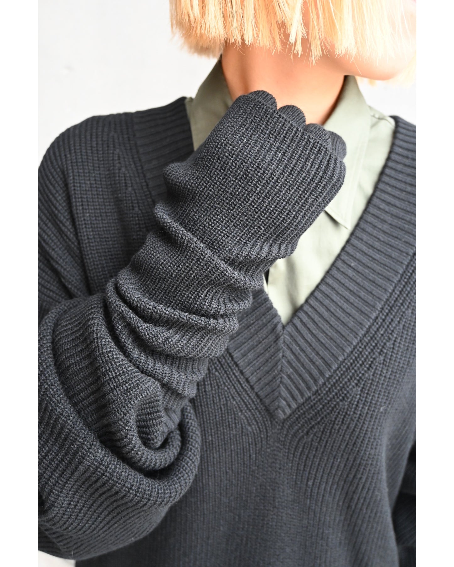 Mercerized Fine Wool Knit Layered Gloves