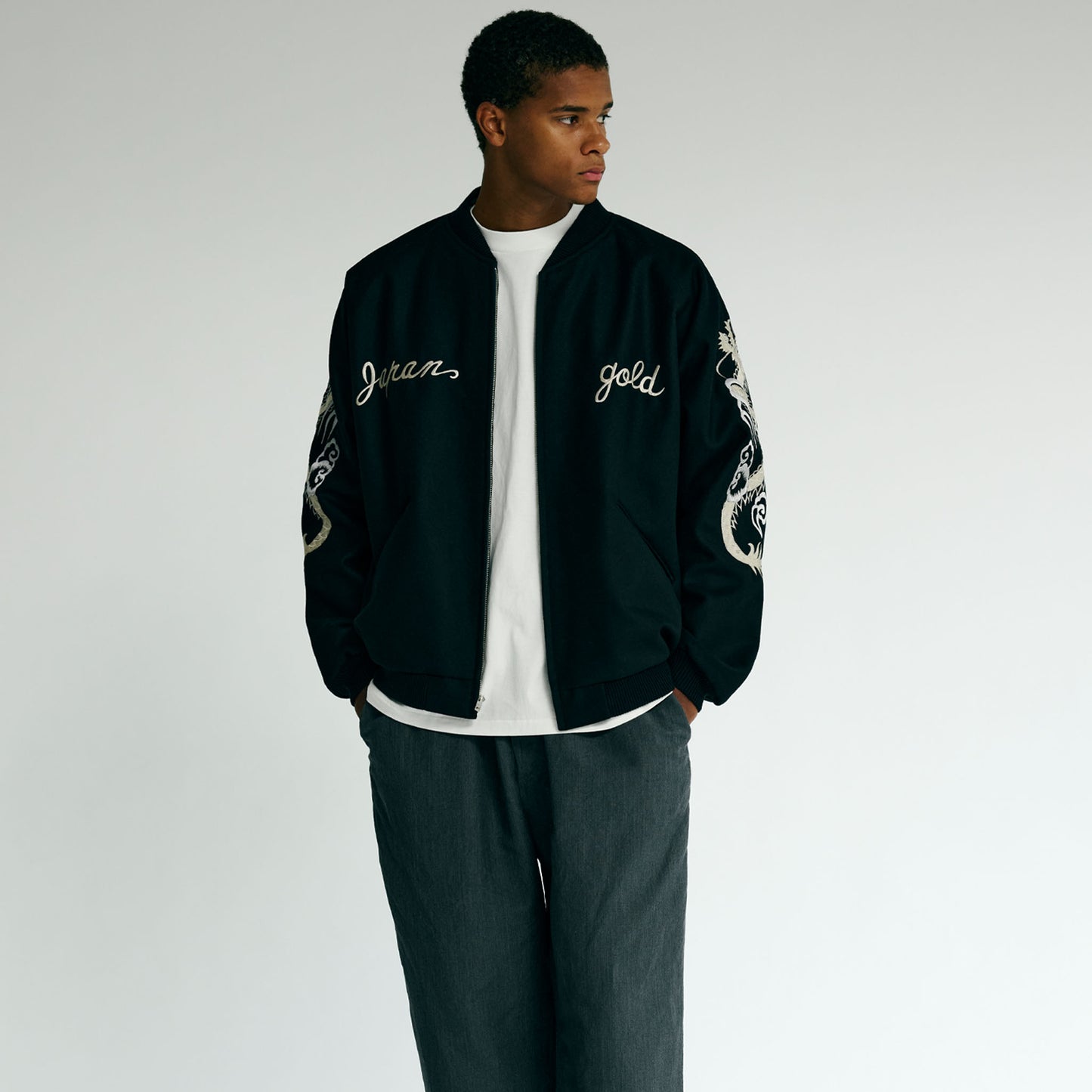 WOOL MELTON ×ACETATE SOUVENIR JACKET “SKULL” 15671