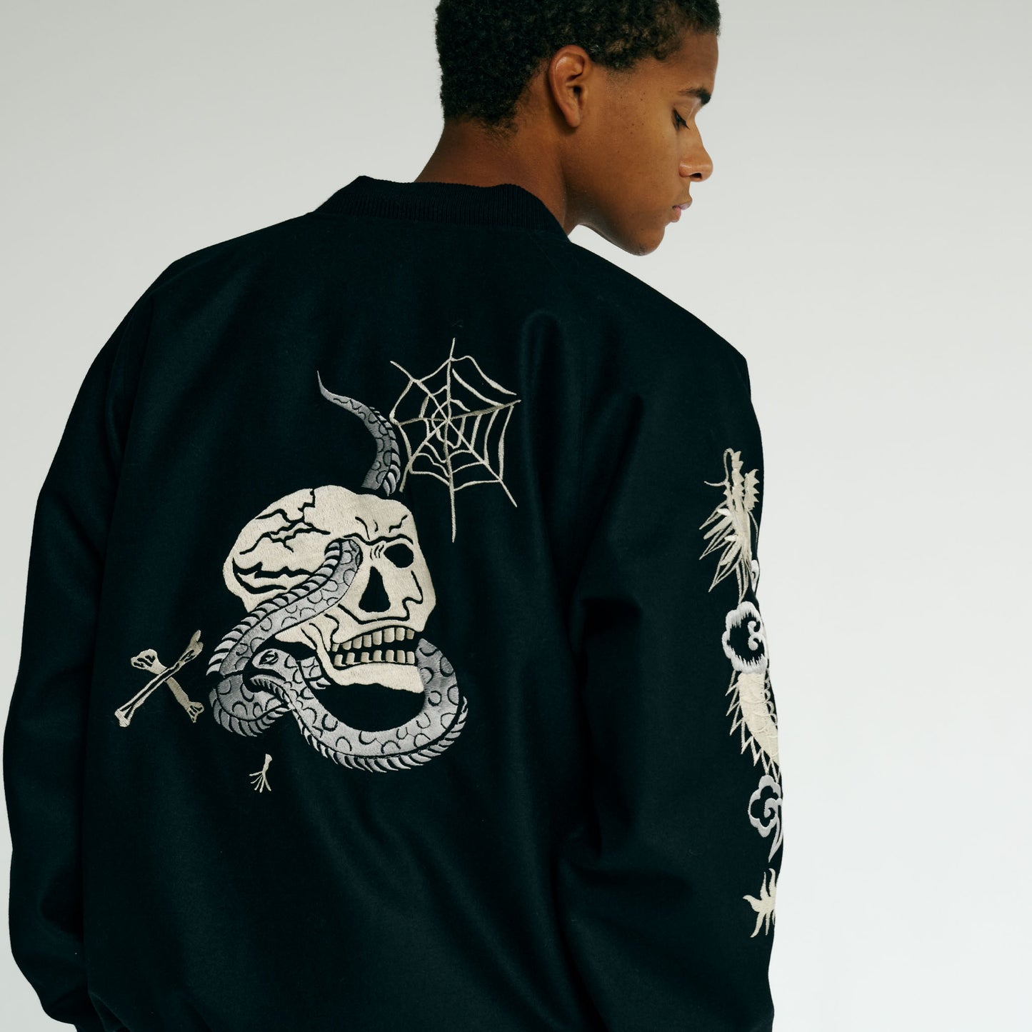 WOOL MELTON ×ACETATE SOUVENIR JACKET “SKULL” 15671