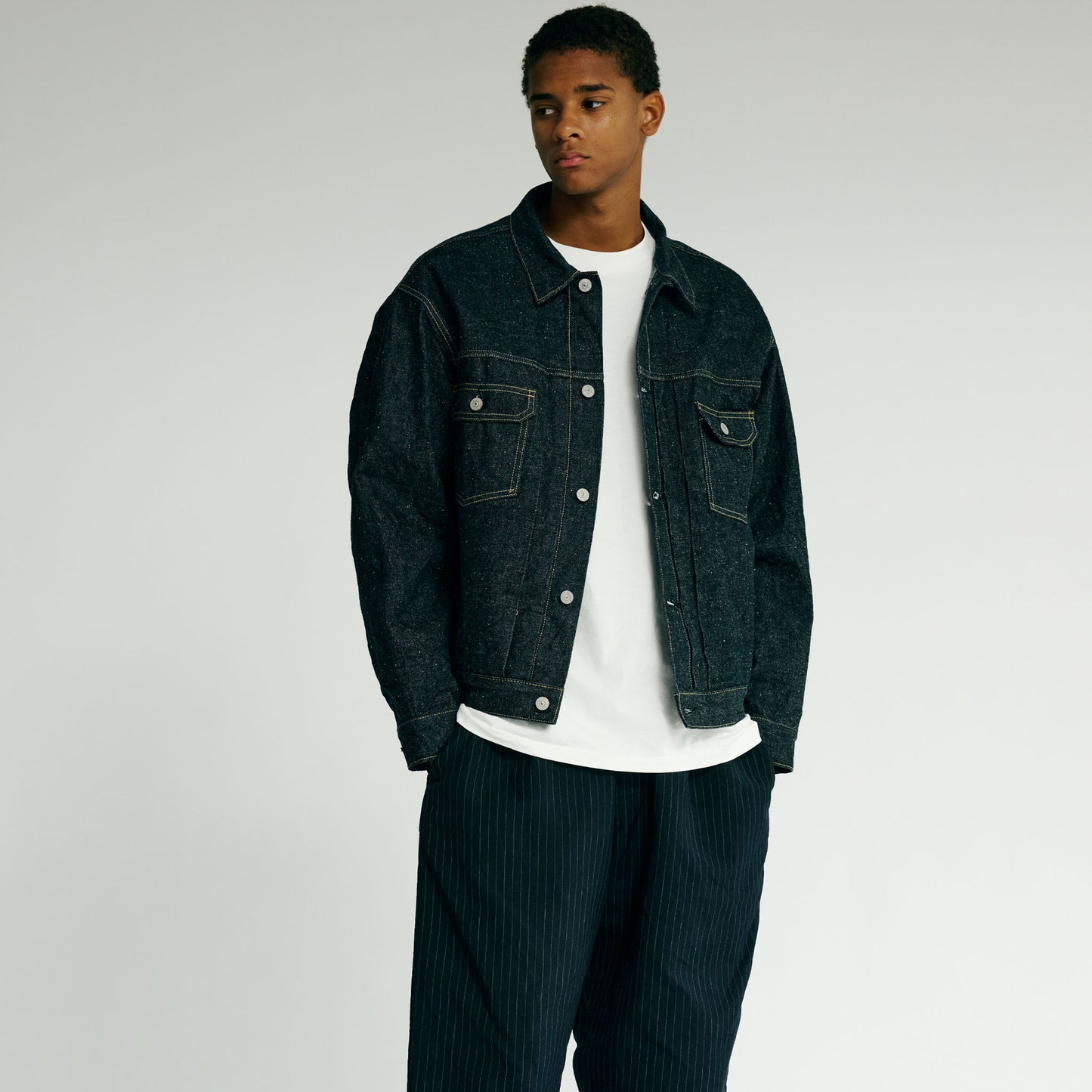 RECYCLED WASTE SUVIN COTTON YARN 14oz. DENIM JACKET 15674