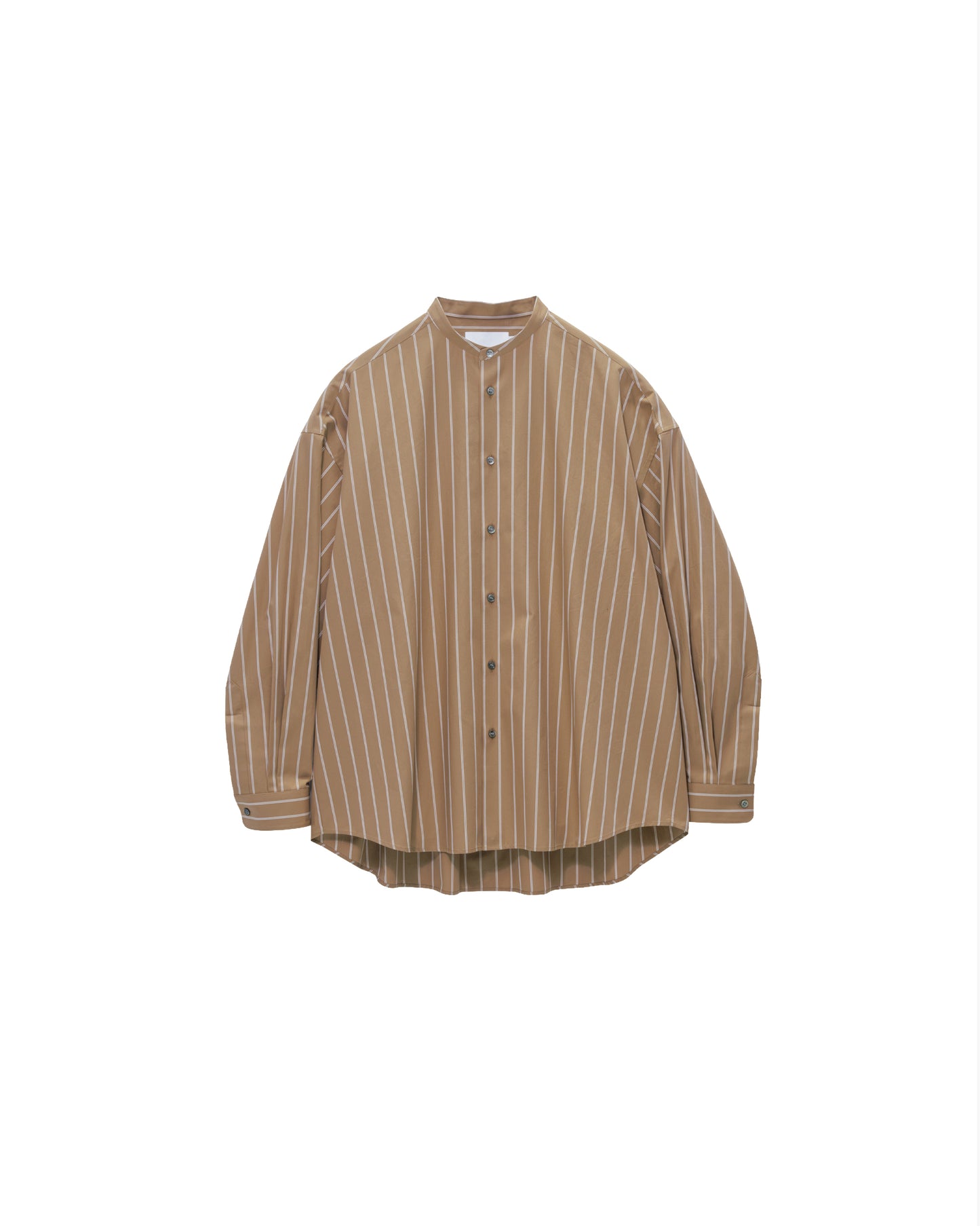 SIDOGRAS Brown Stripe Oversized Band Collar Shirt