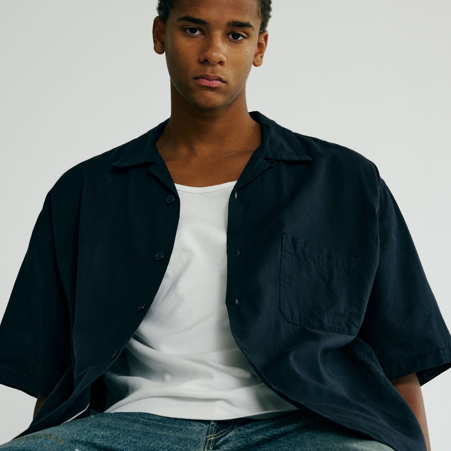 VAT DYE CHAMBRAY OPEN SHIRT 39438