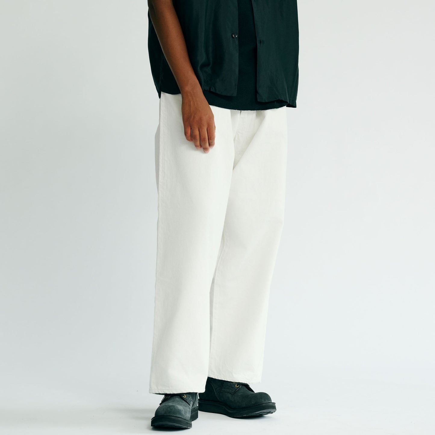 RECYCLED WASTE SUVIN COTTON YARN 11.5oz DENIM 5POCKET WIDE PANTS 42505