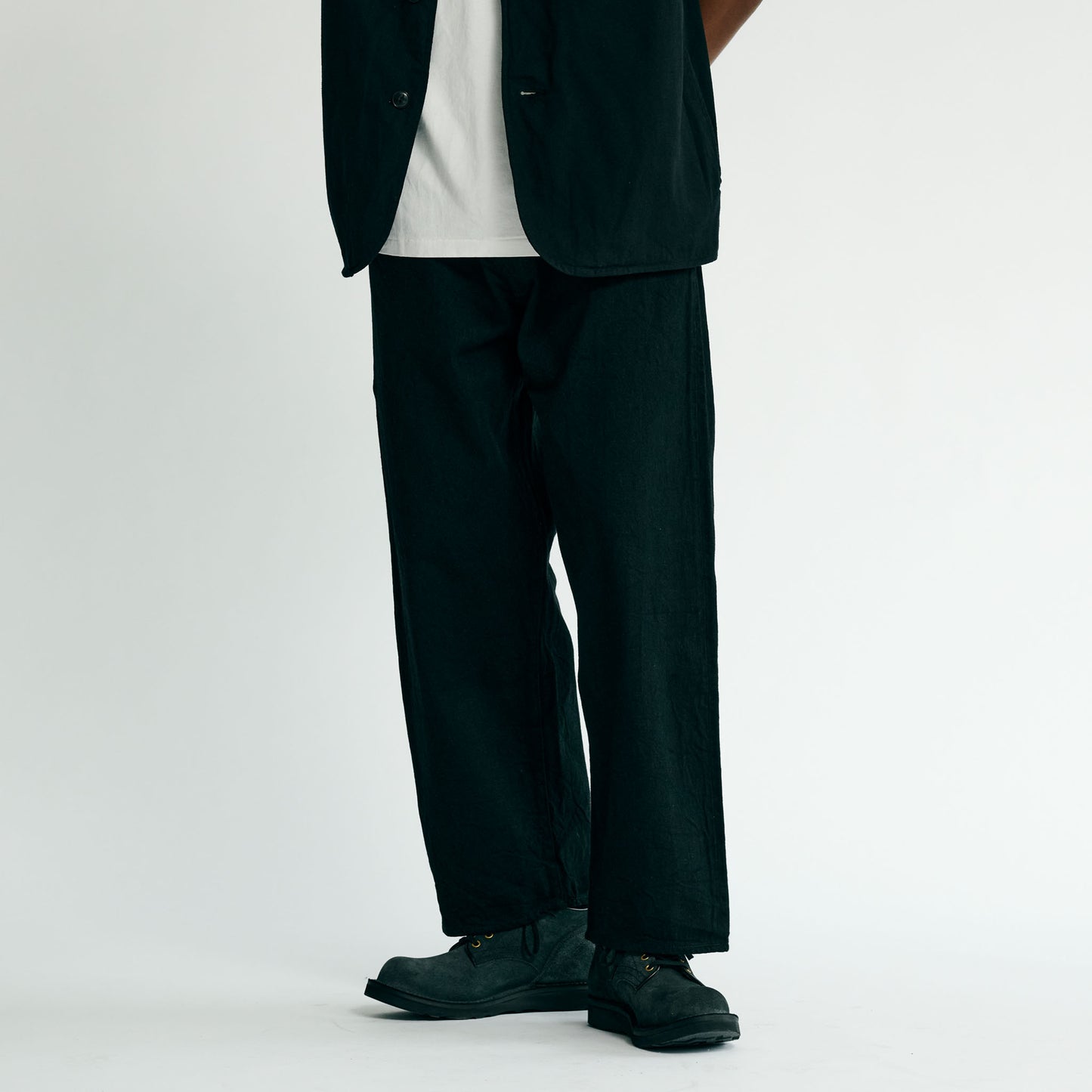 RECYCLED WASTE SUVIN COTTON YARN 11.5oz DENIM 5POCKET WIDE PANTS 42505
