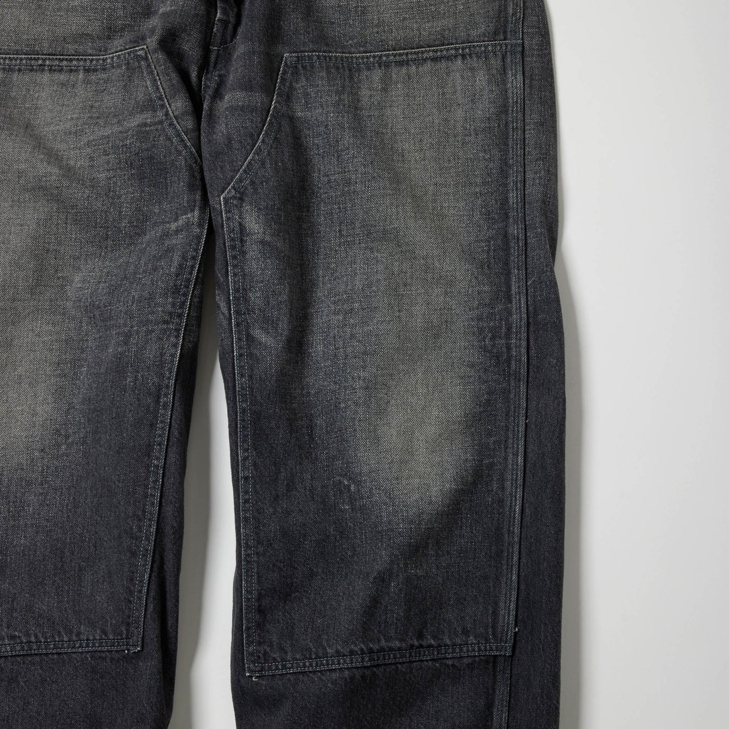 RECYCLED WASTE SUVIN COTTON YARN 11.5oz.DENIM DOUBLE KNEE PAINTER PANTS VINTAGE WASHED 42582