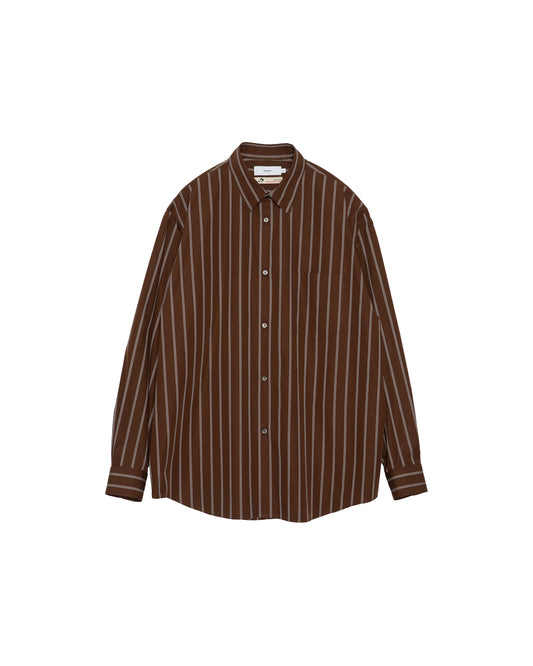 SIDOGRAS Stripe Regular Collar Shirt BROWN MULTI STRIPE