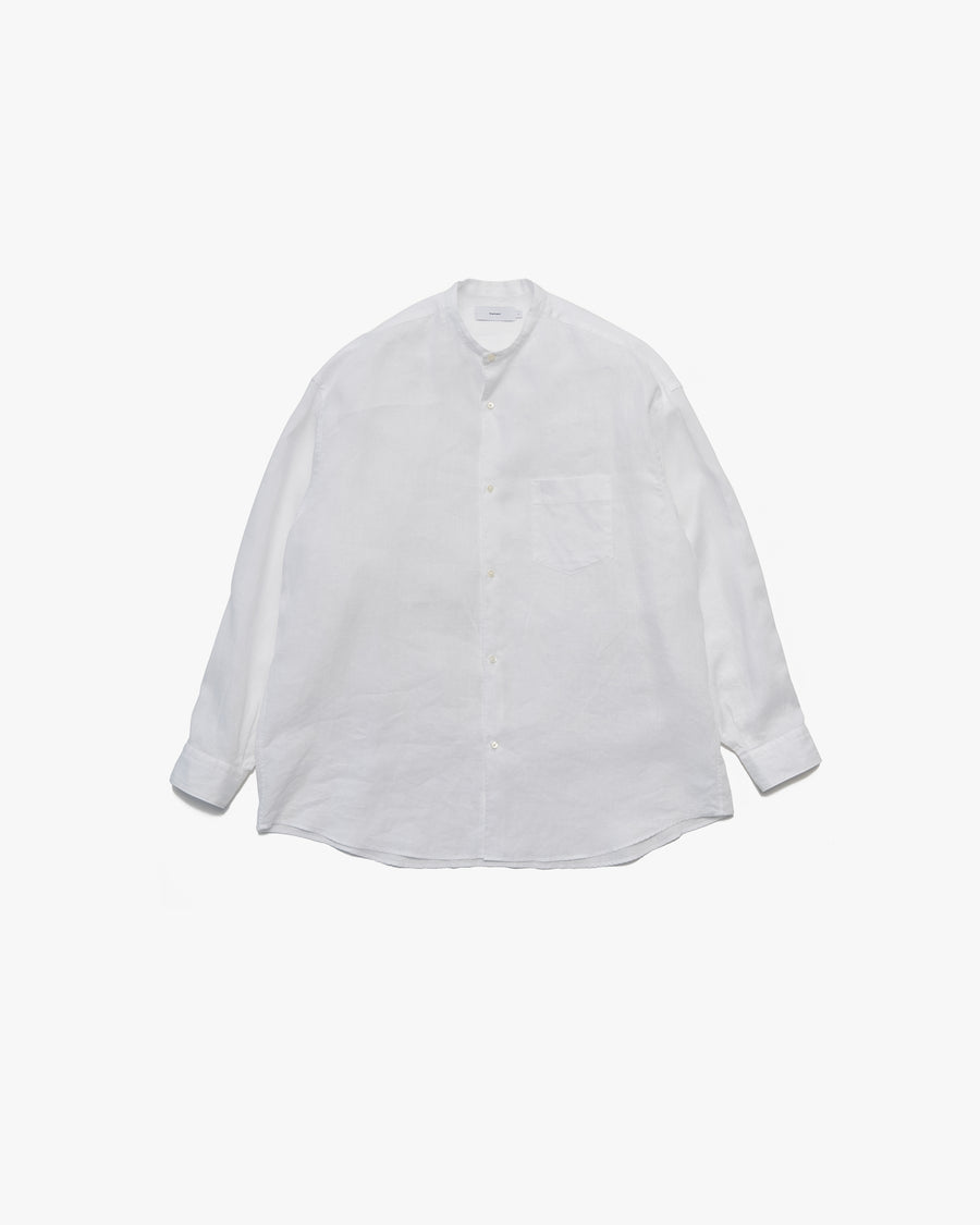 Linen L/S Oversized Band Collar Shirt WHITE – TIME AFTER TIME