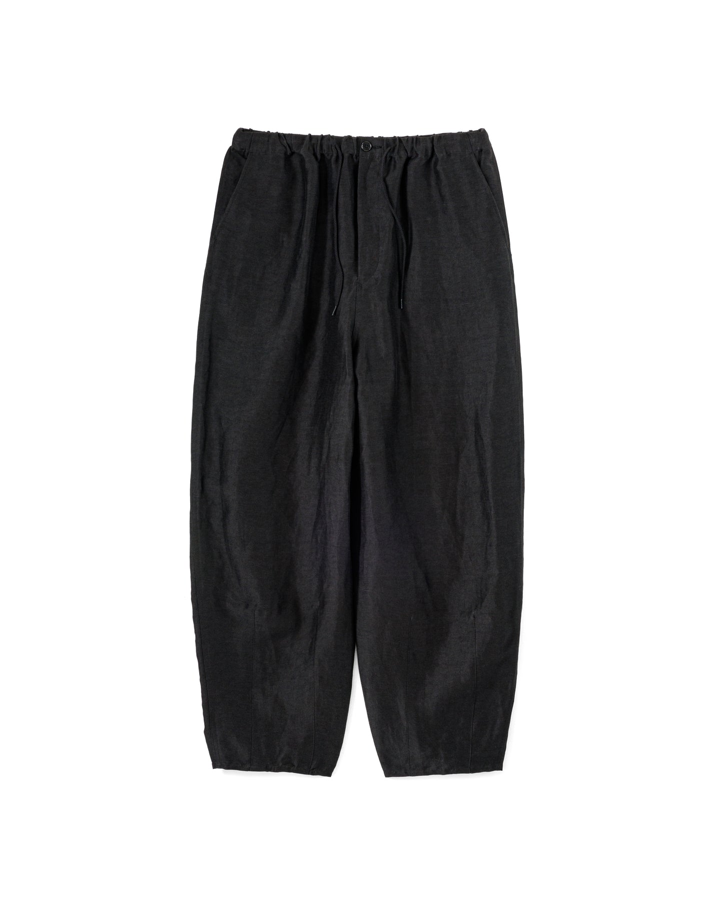 Back Satin Linen Cupro Parachute Pants BLACK