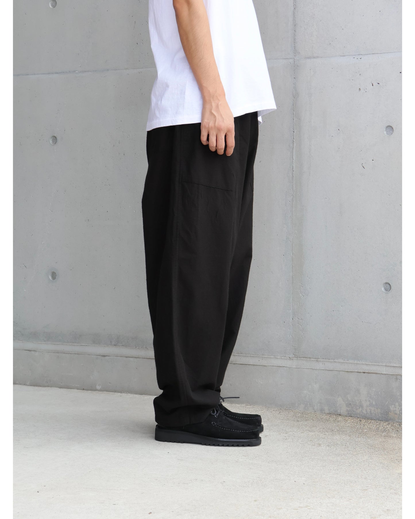 コットンネル テーパードパンツ BLACK