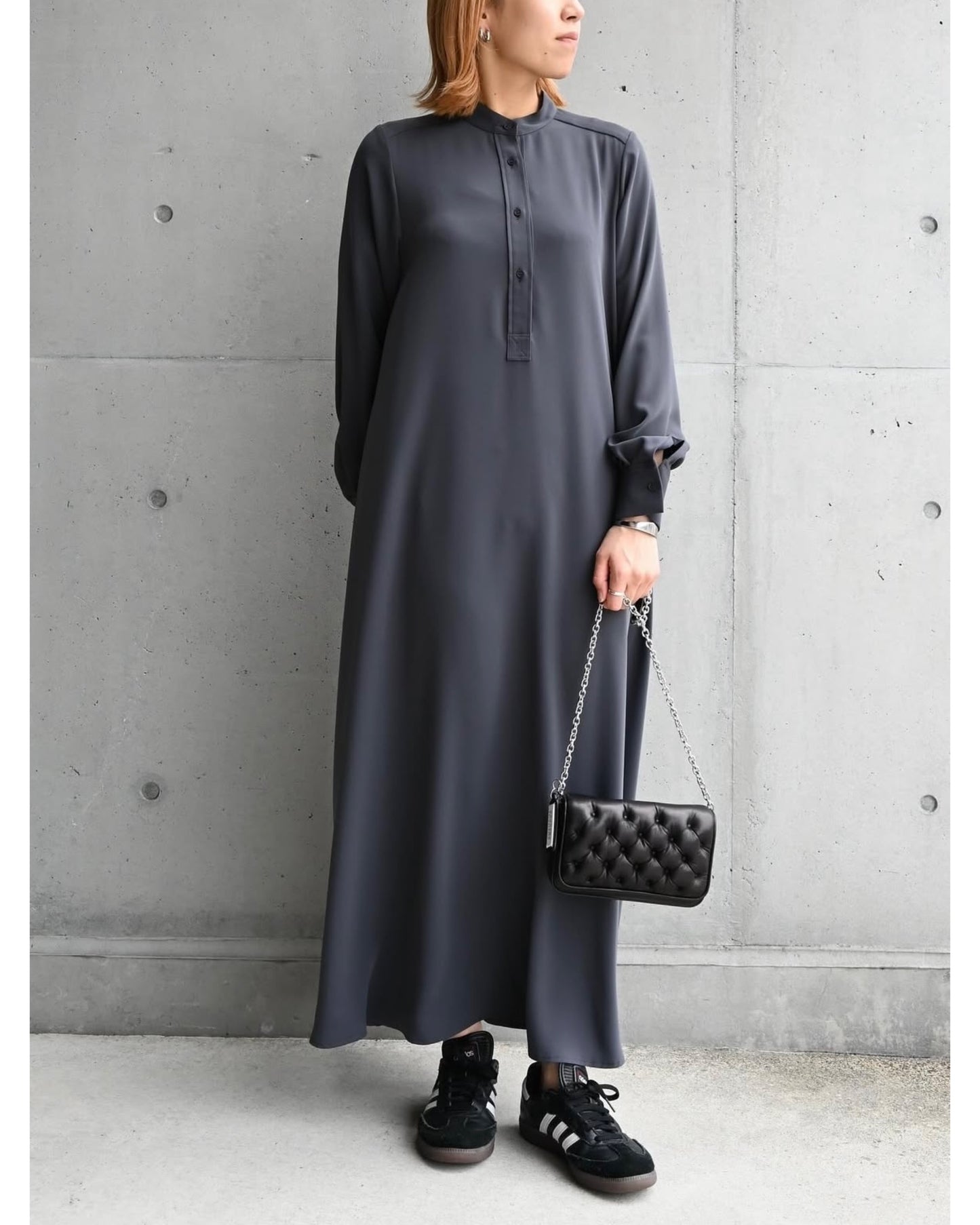 Satin Band Collar Dress