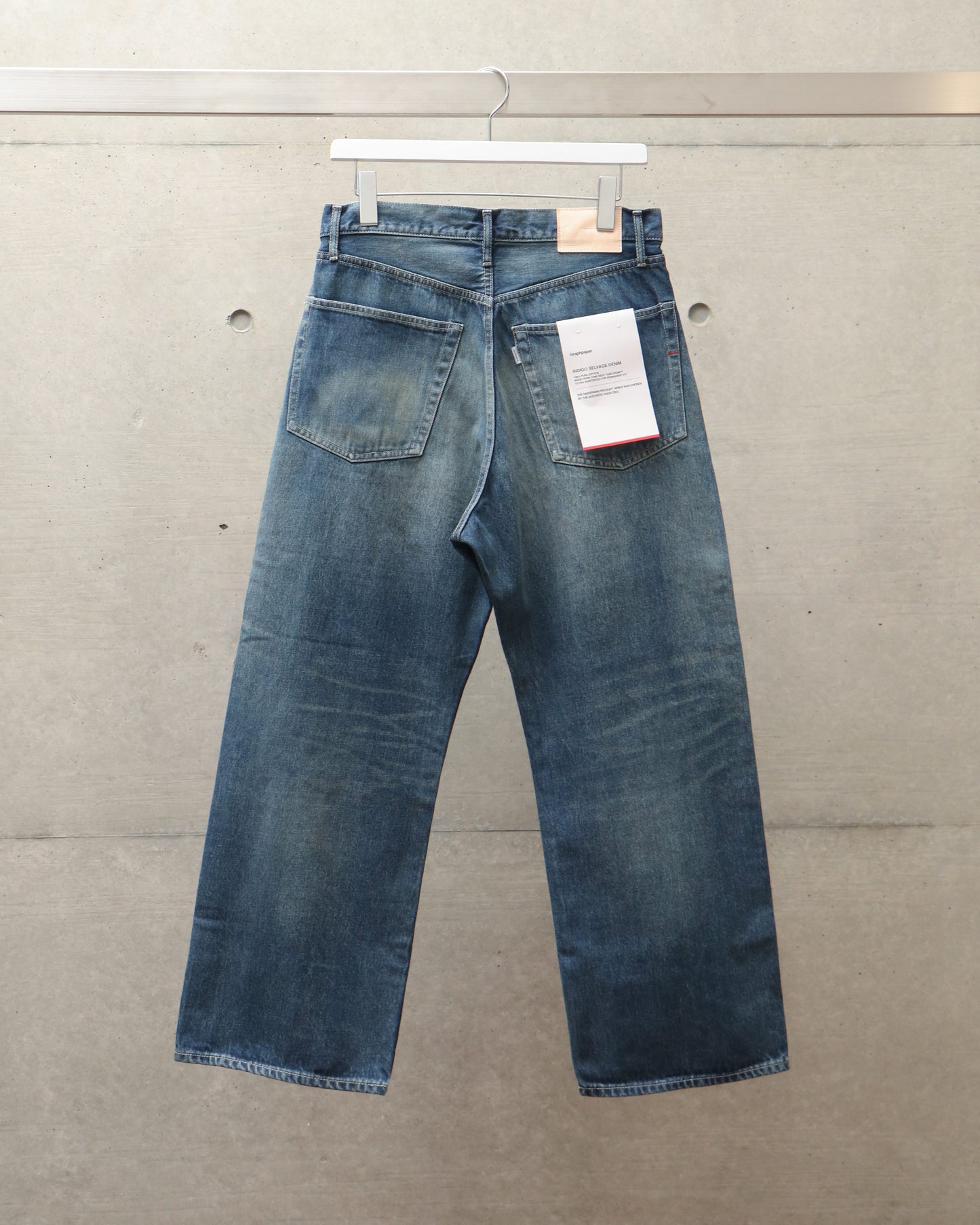 Selvage Denim Five Pocket Wide Straight Pants DARK FADE