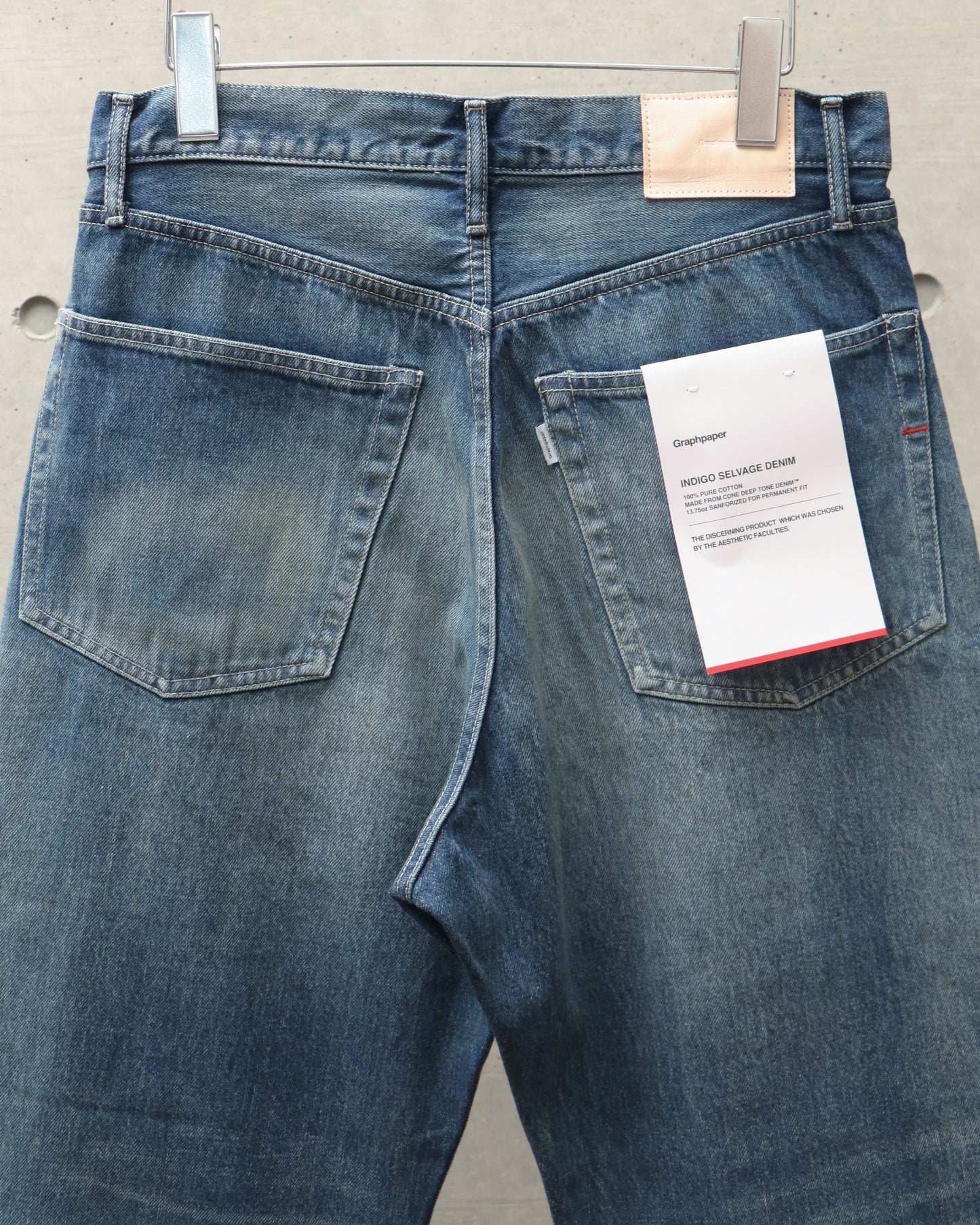 Selvage Denim Five Pocket Wide Straight Pants DARK FADE