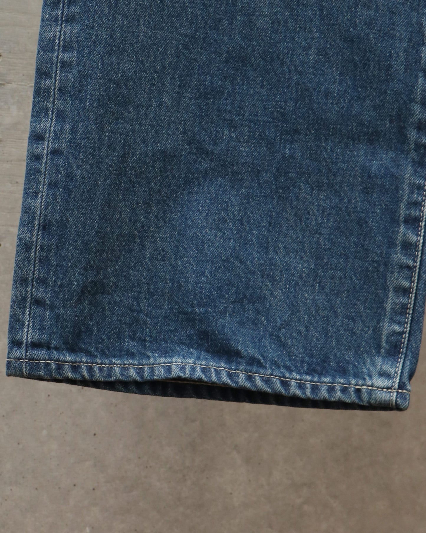 Selvage Denim Five Pocket Wide Straight Pants DARK FADE