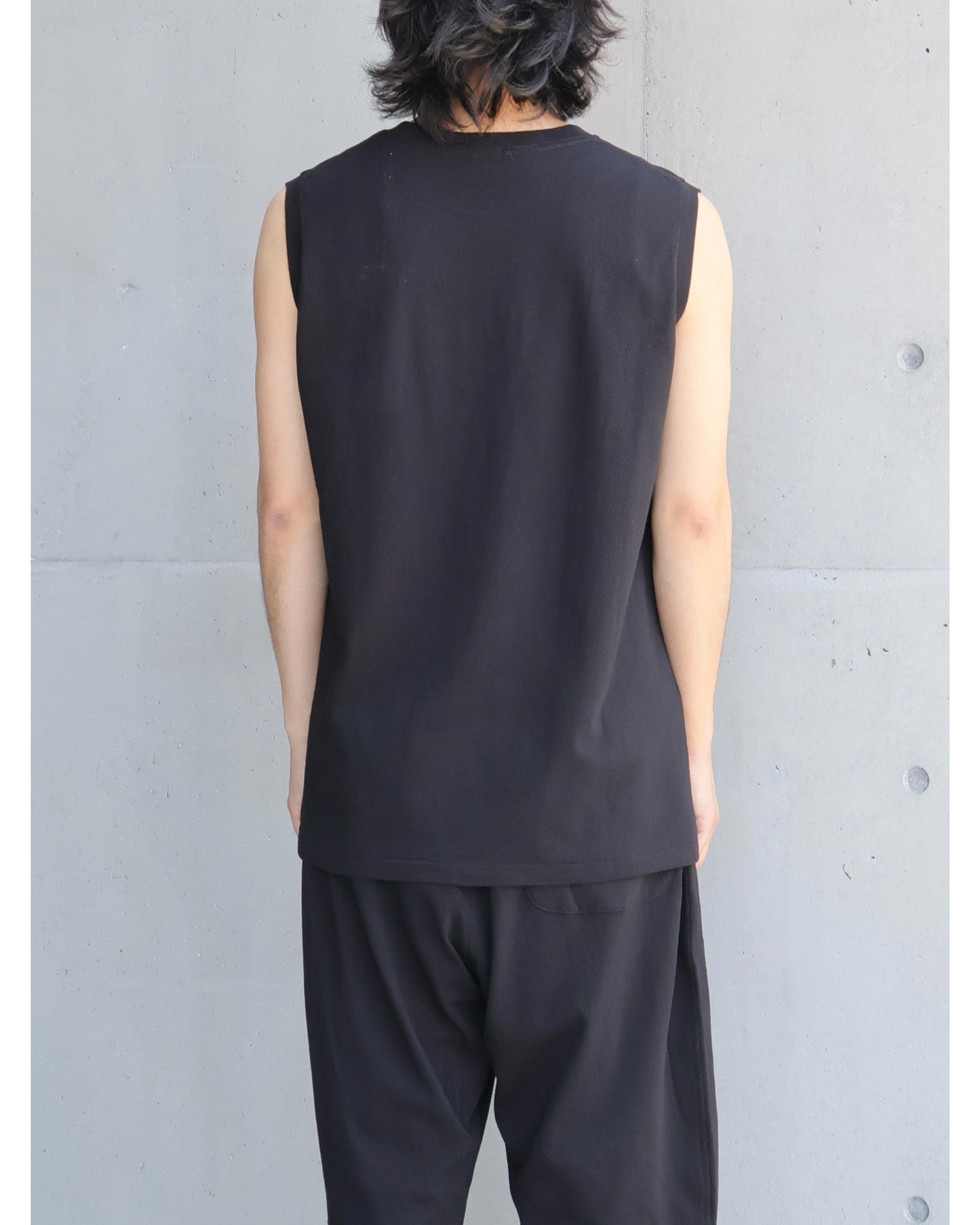 コットンメッシュ ノースリーブ BLACK