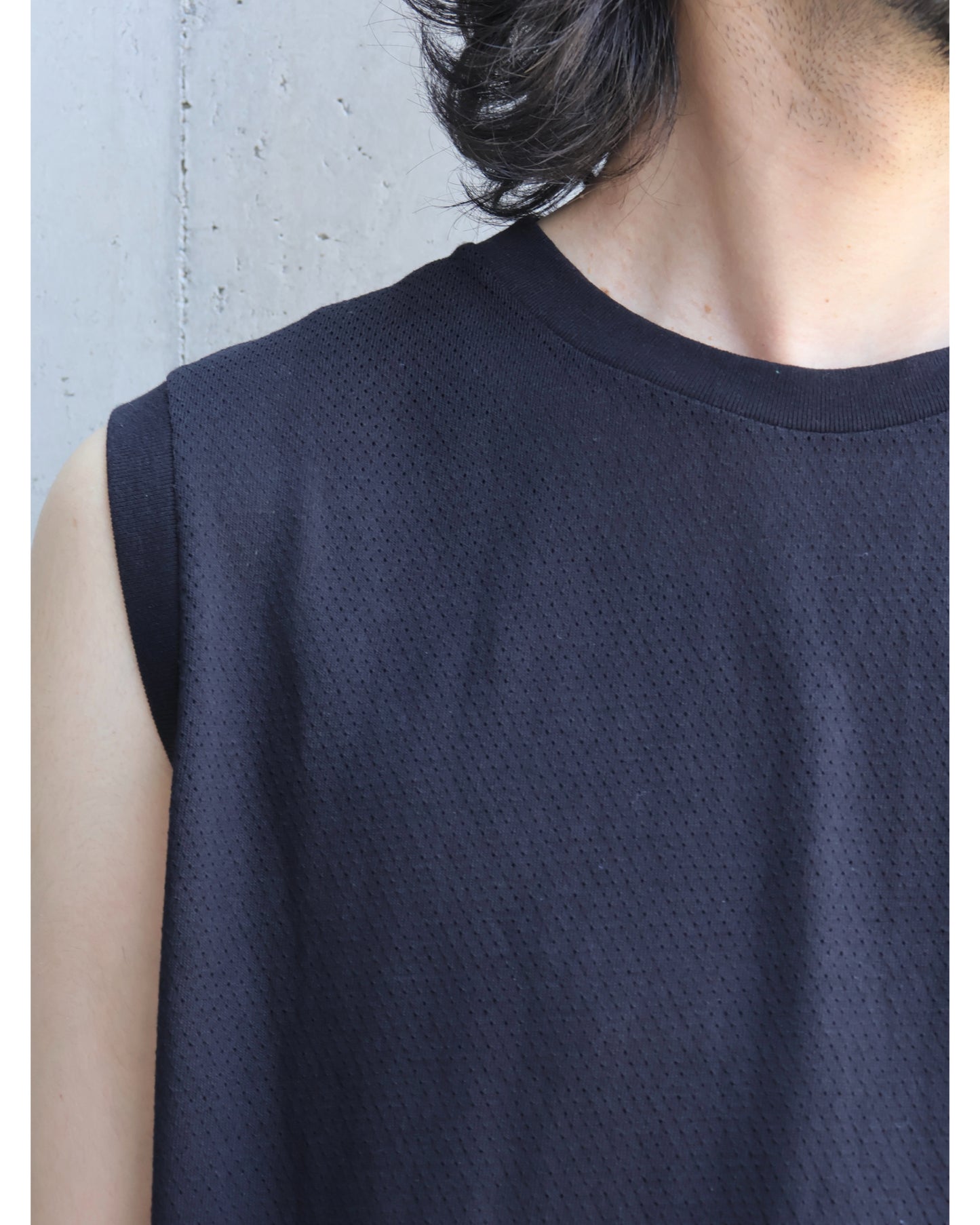 コットンメッシュ ノースリーブ BLACK