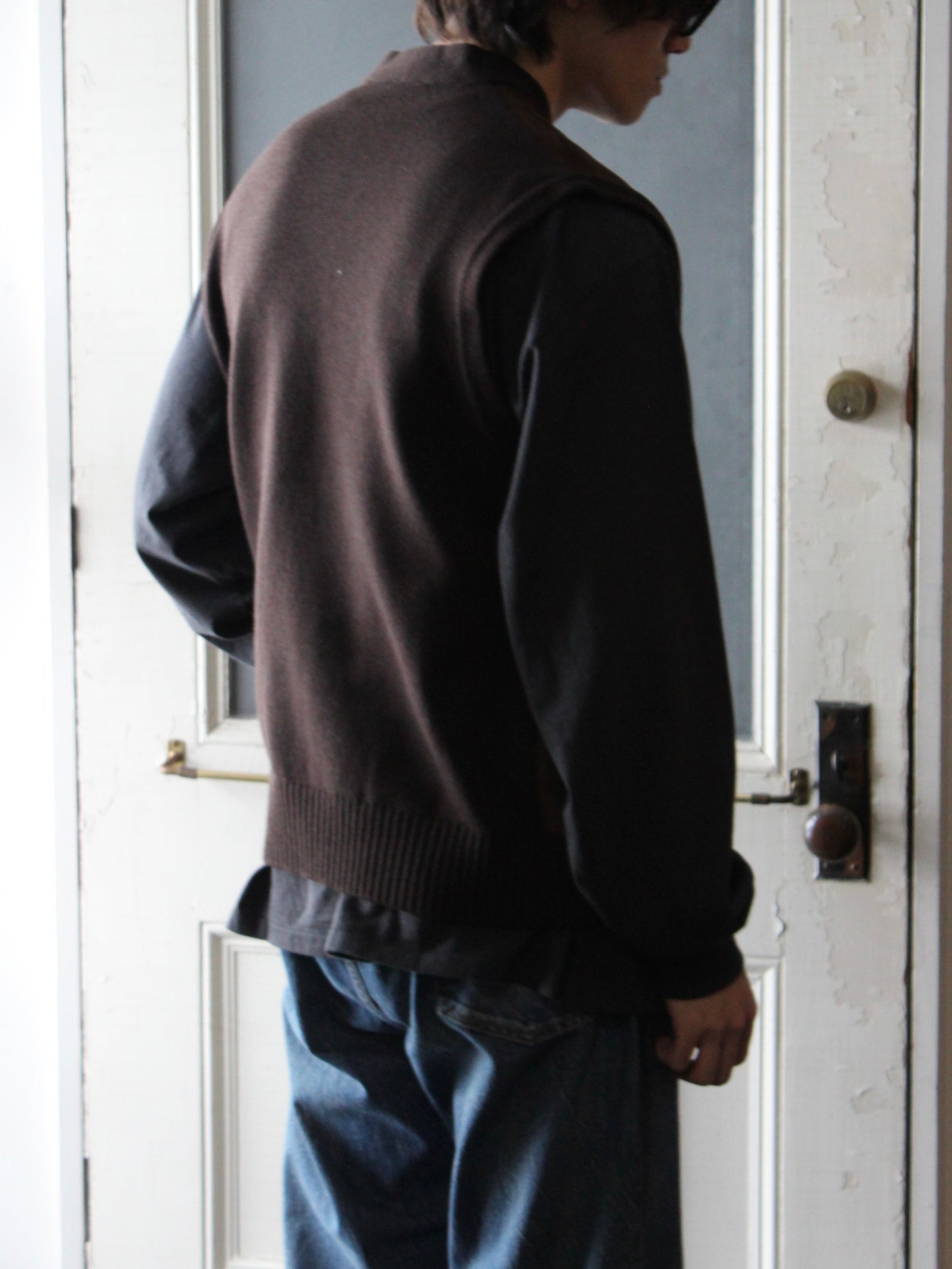 Cashmere Suede Combination Vest BROWN