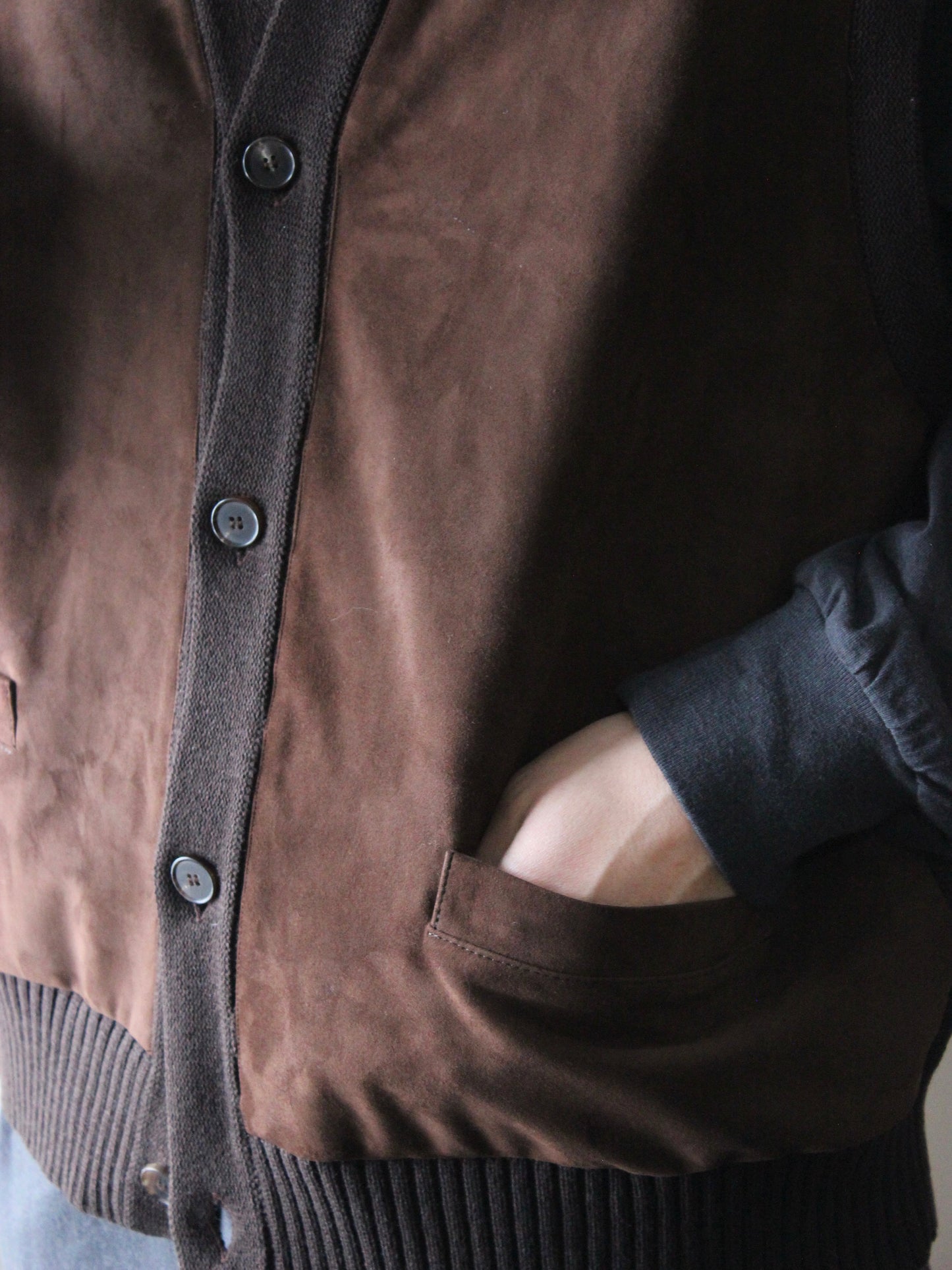 Cashmere Suede Combination Vest BROWN