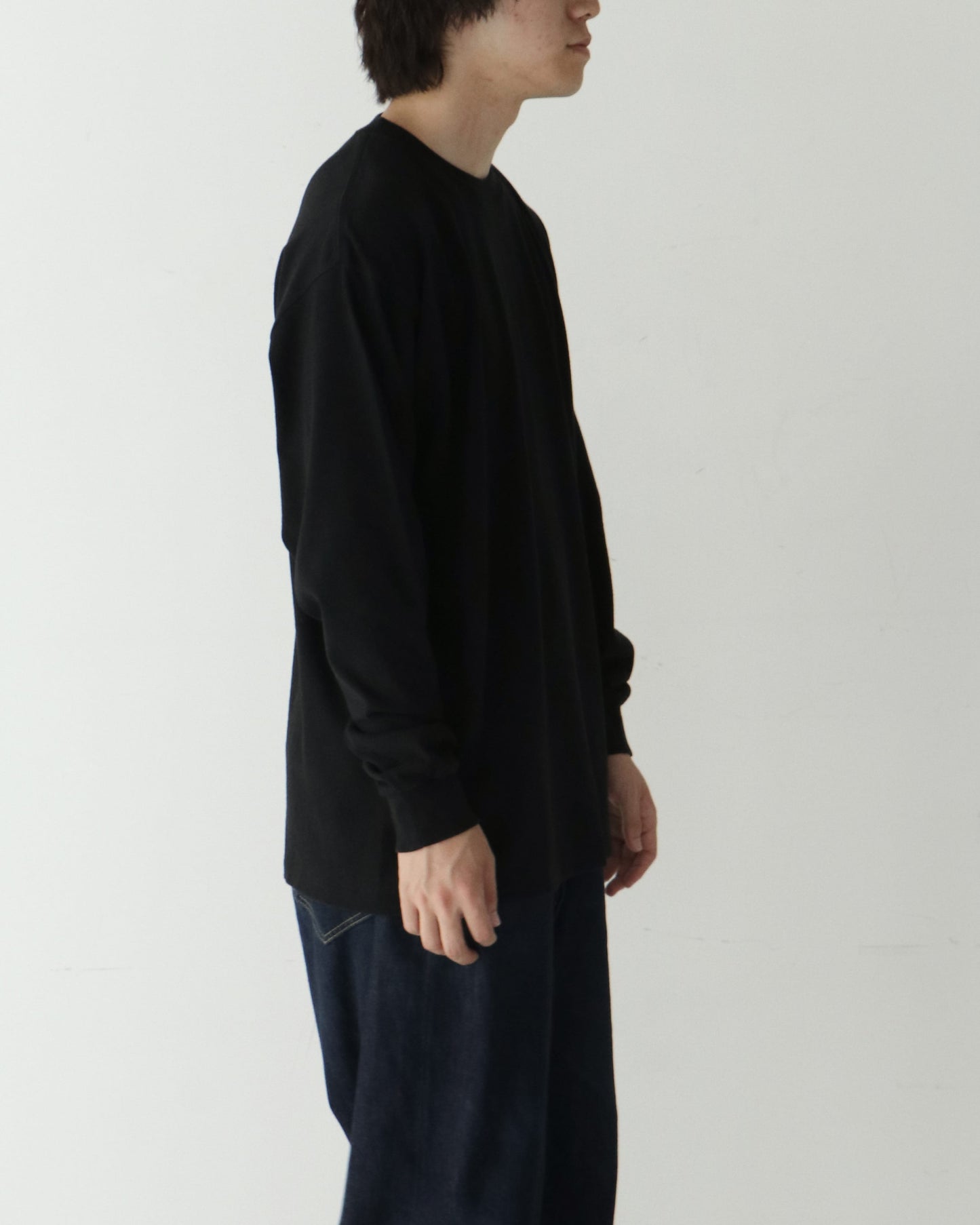 空紡天竺 長袖Tシャツ BLACK