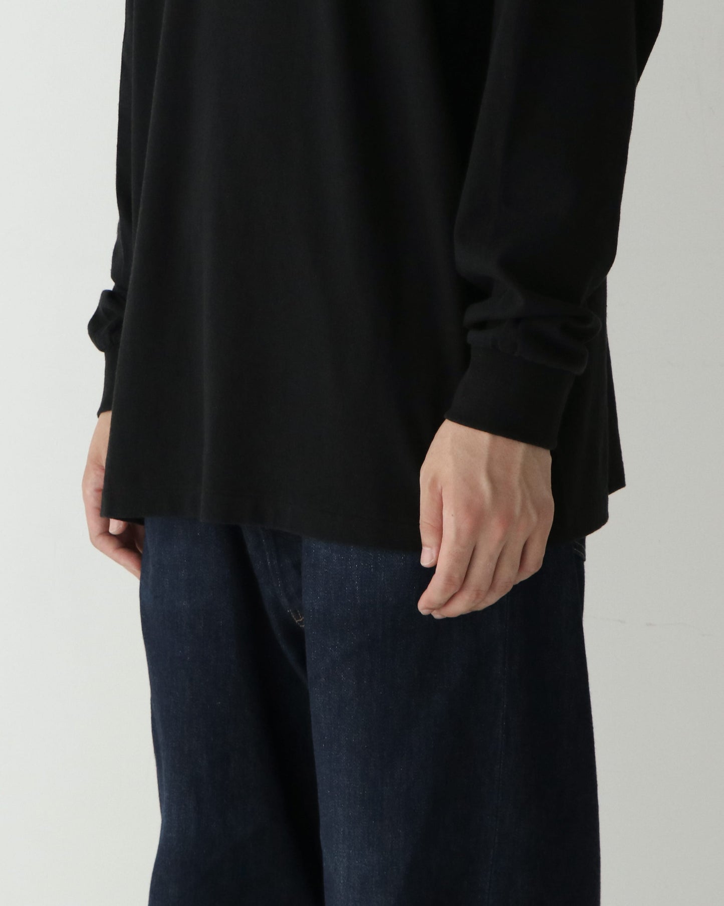 空紡天竺 長袖Tシャツ BLACK