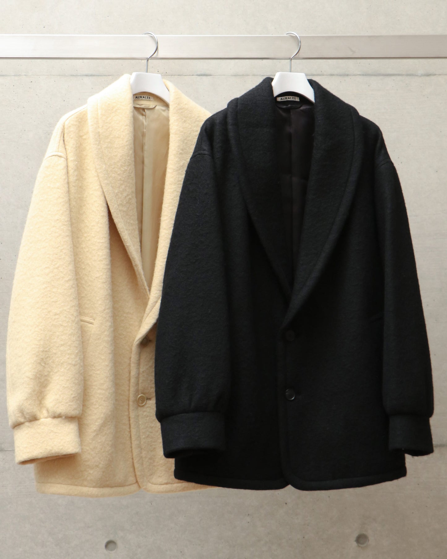 BRUSHED ALPACA WOOL MELTON HALF COAT