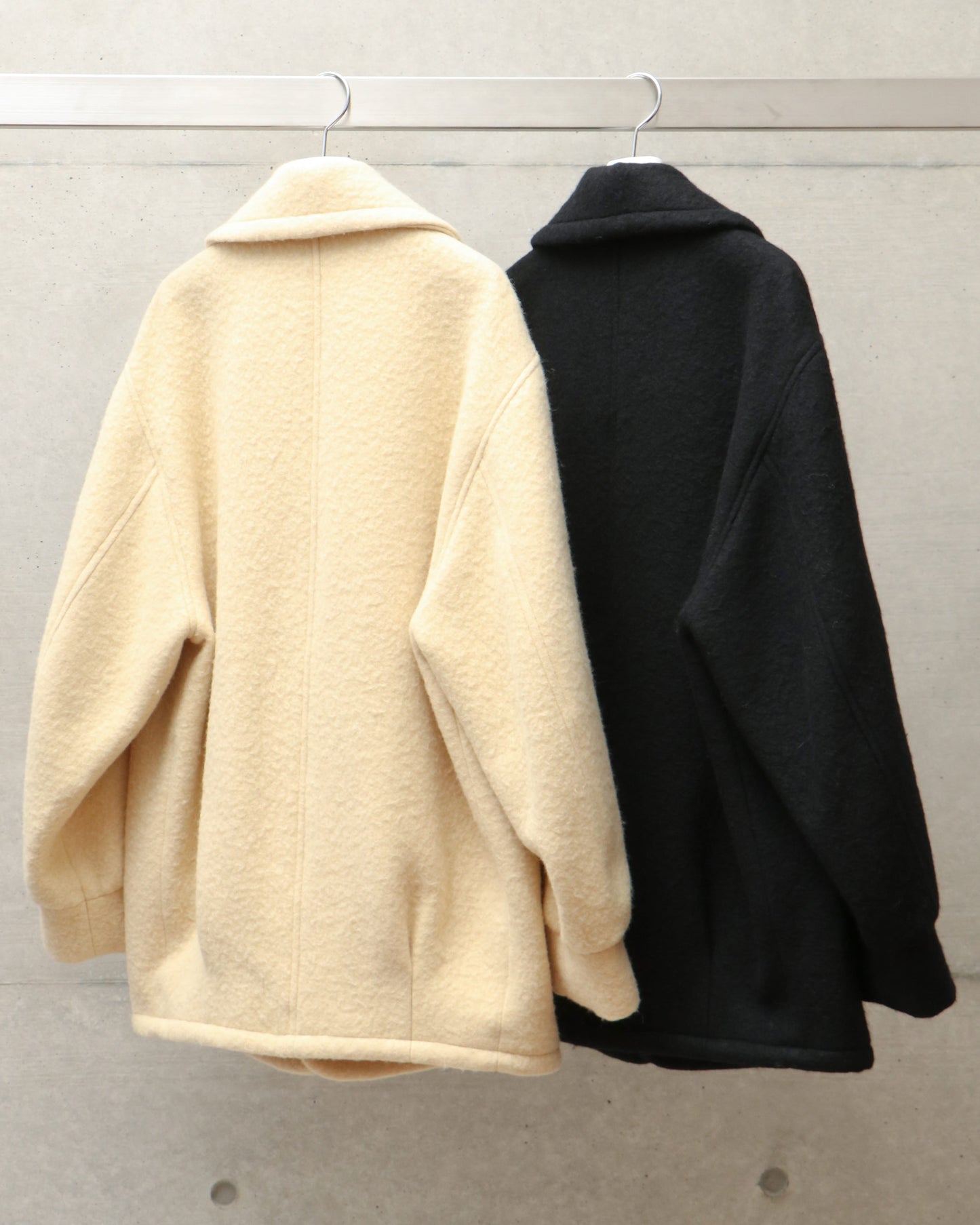 BRUSHED ALPACA WOOL MELTON HALF COAT