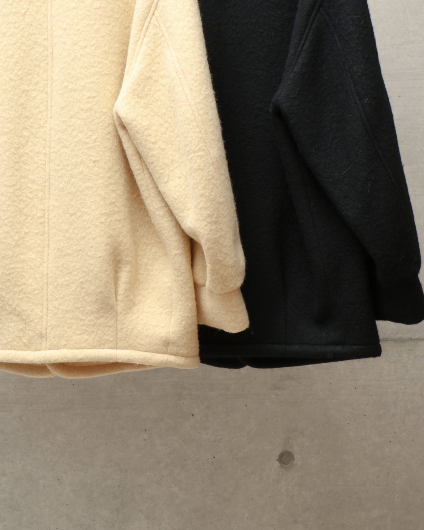 BRUSHED ALPACA WOOL MELTON HALF COAT