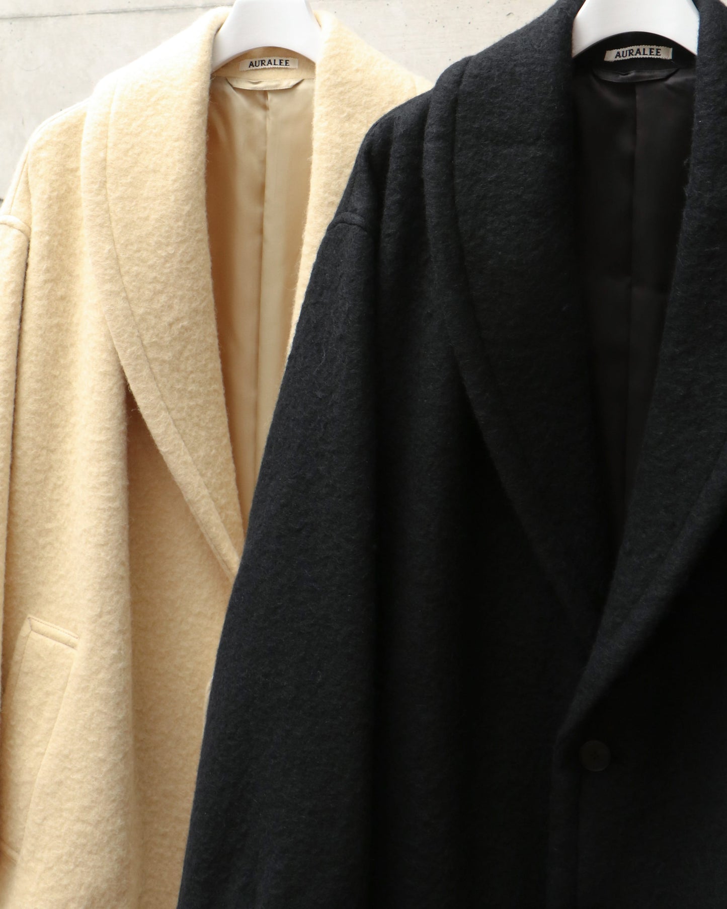 BRUSHED ALPACA WOOL MELTON HALF COAT