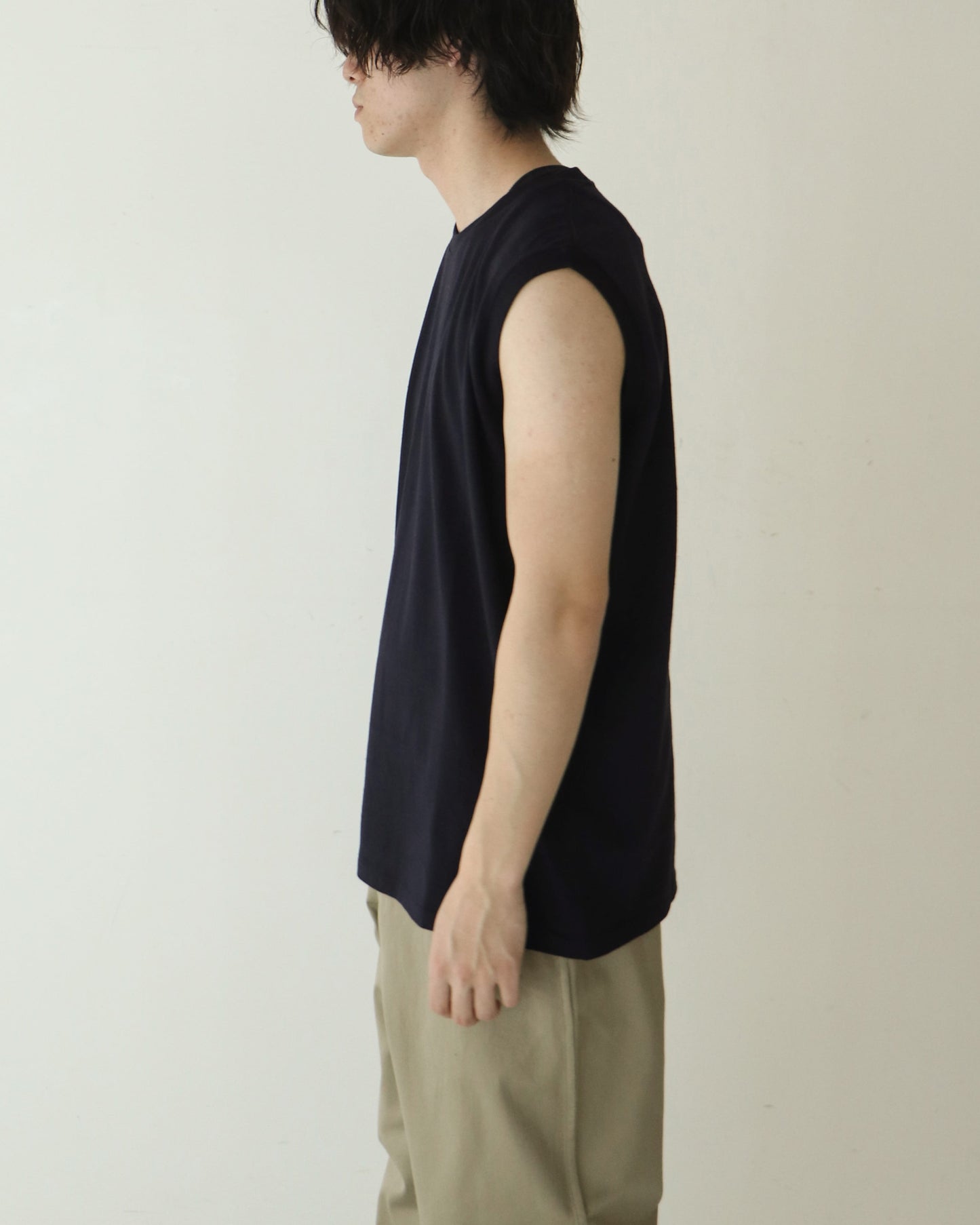 空紡天竺 ノースリーブ NAVY