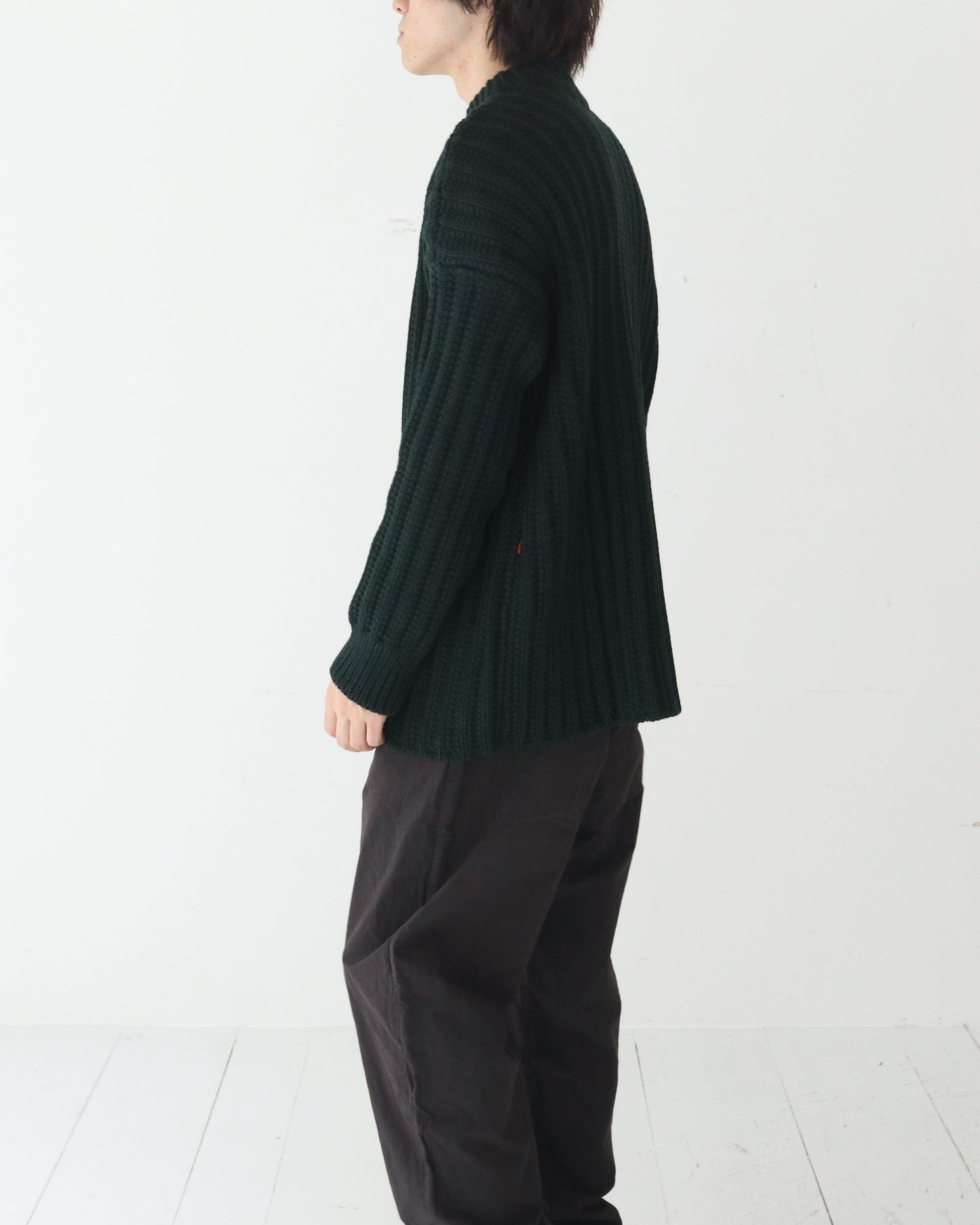 CREW NECK OPEN RIB SWEATER