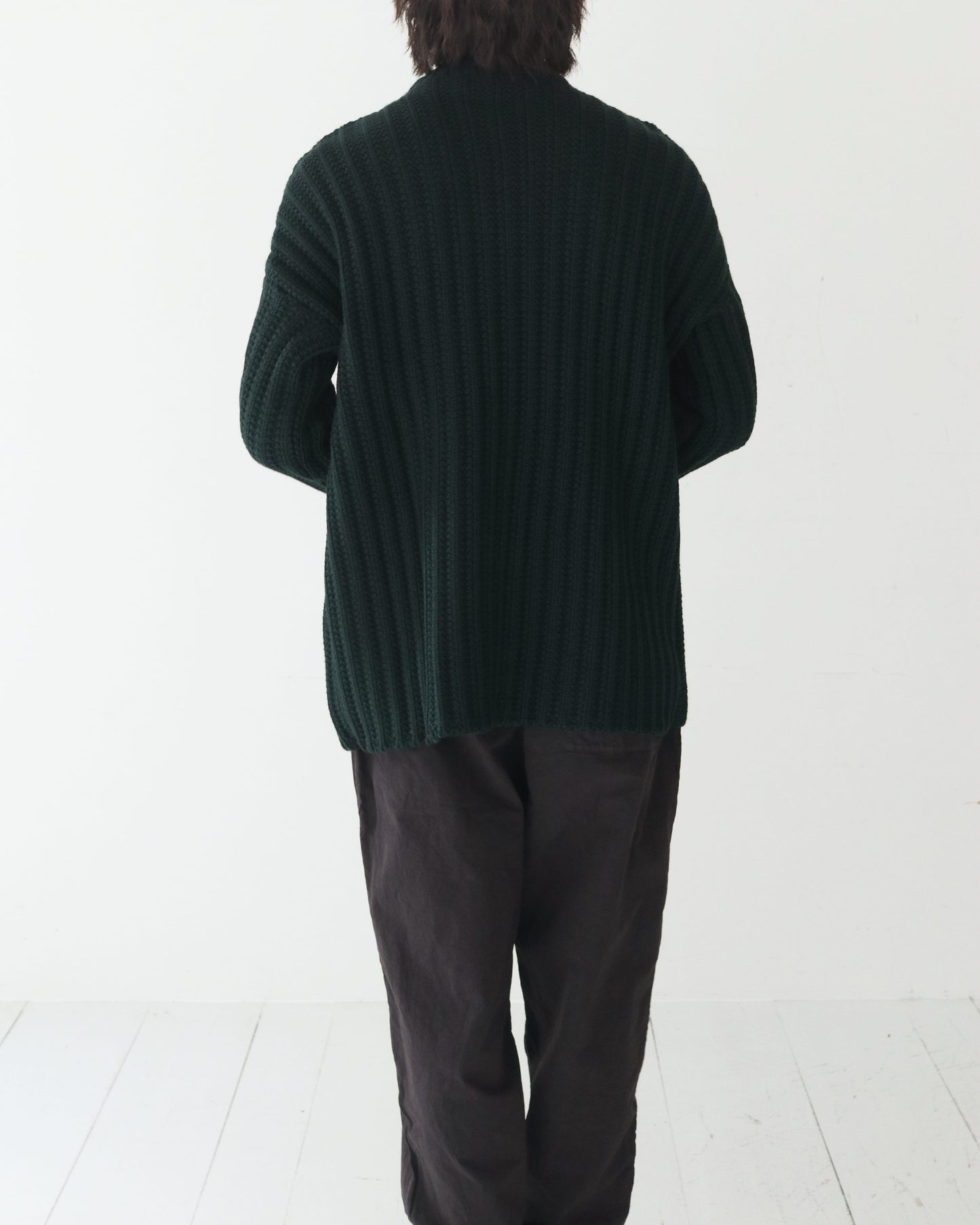 CREW NECK OPEN RIB SWEATER