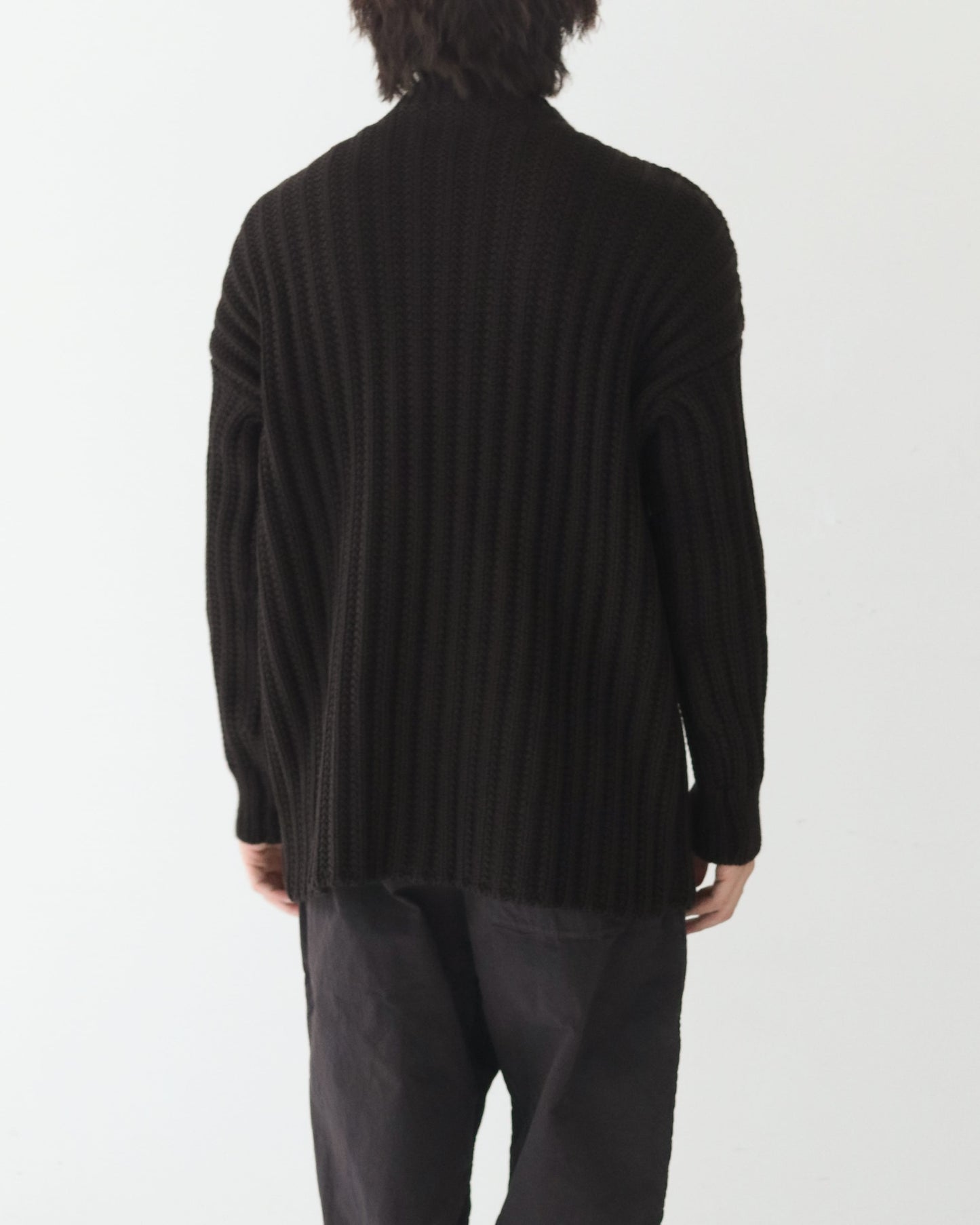 CREW NECK OPEN RIB SWEATER