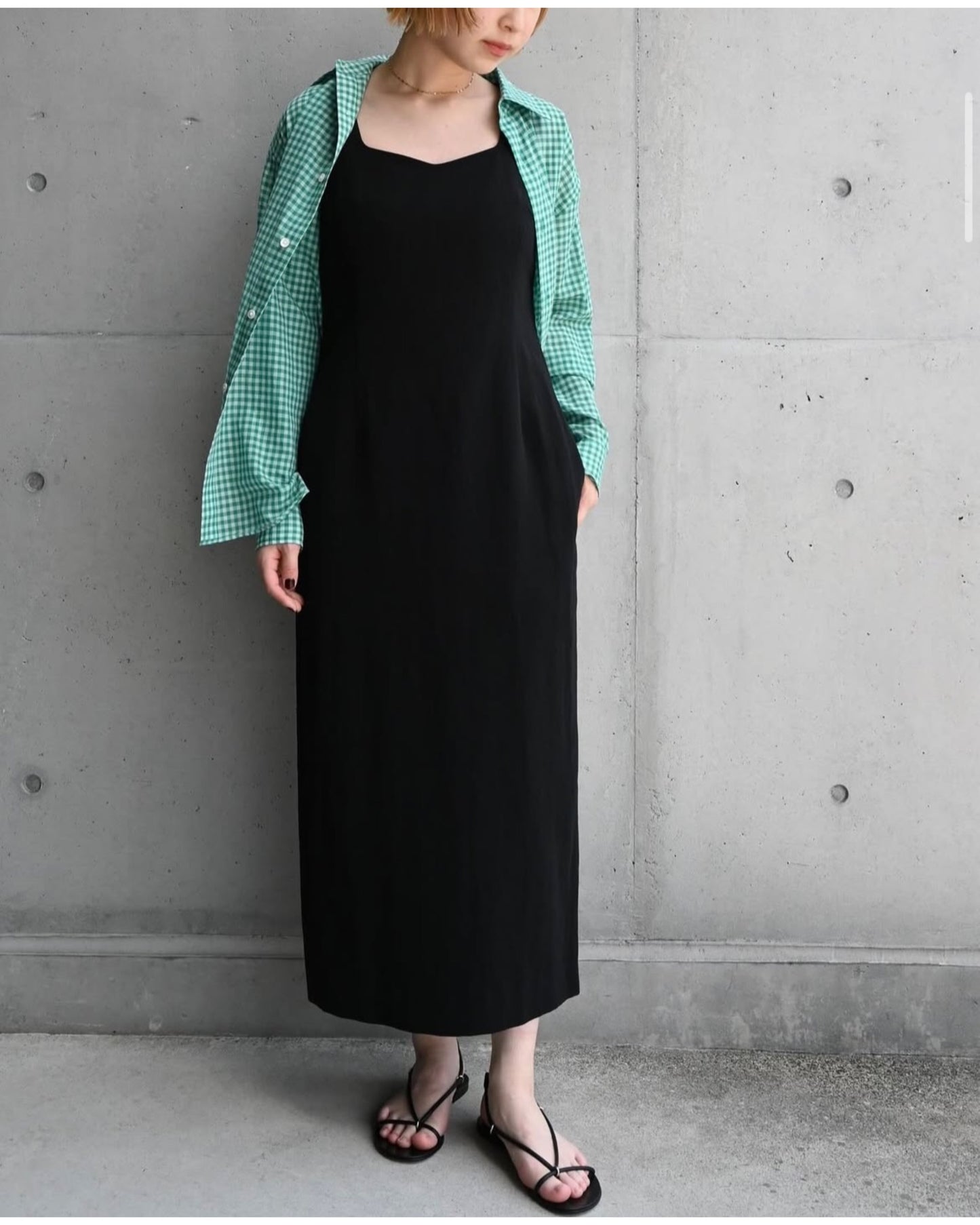 HARD TWIST COTTON LINEN GABARDINE DRESS
