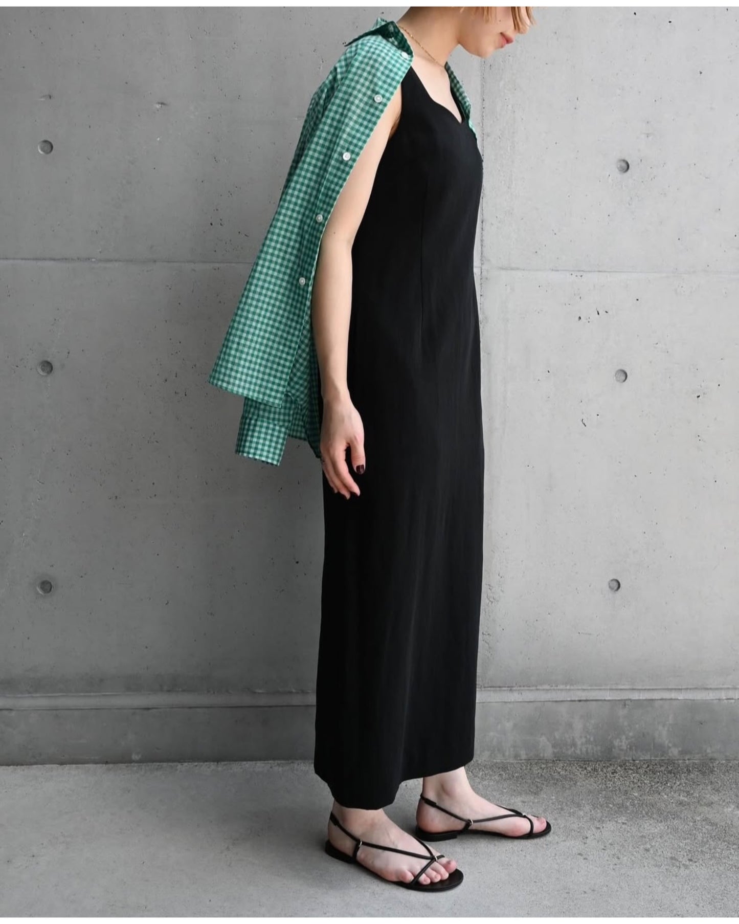 HARD TWIST COTTON LINEN GABARDINE DRESS