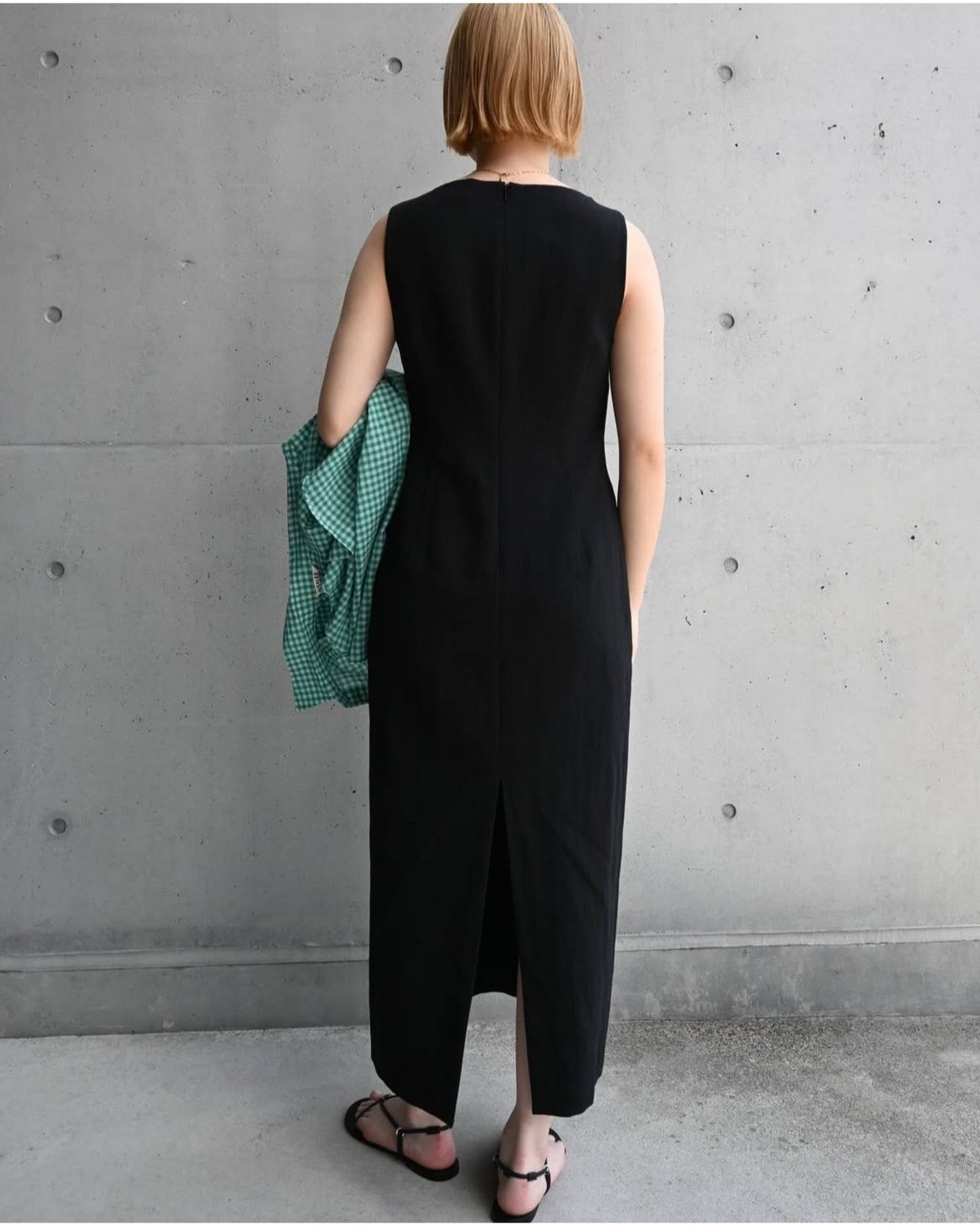 HARD TWIST COTTON LINEN GABARDINE DRESS