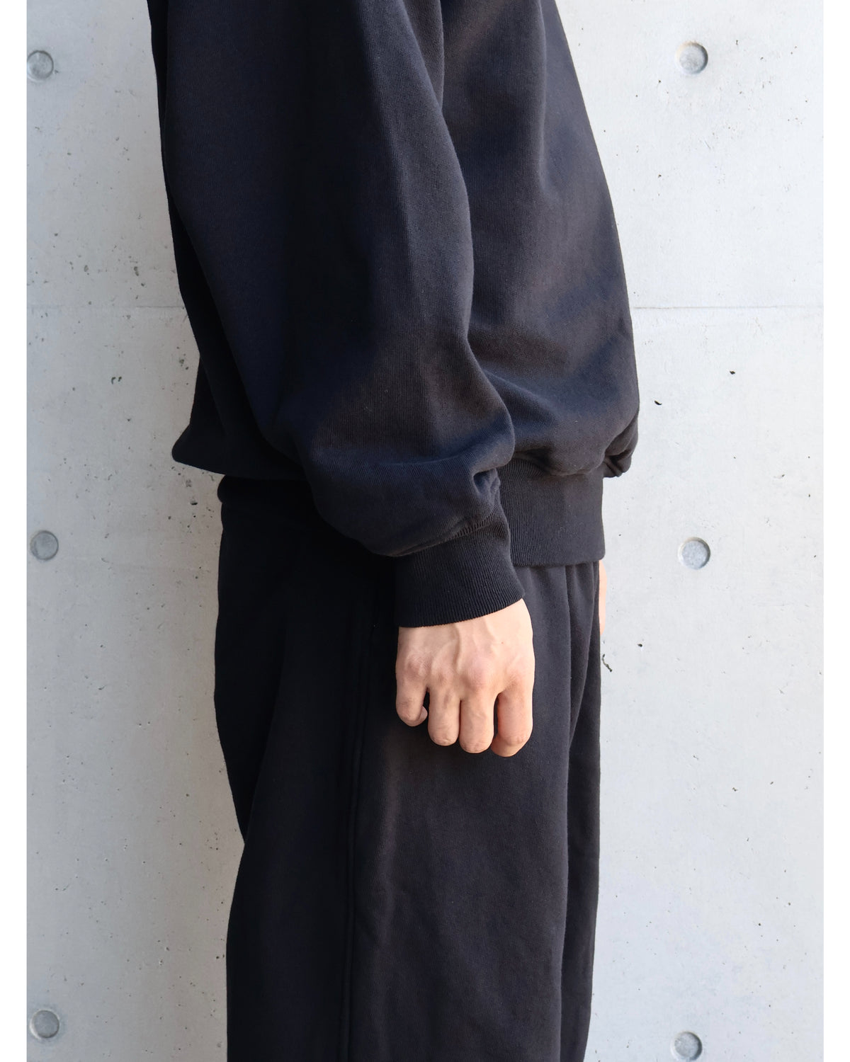 コットン裏毛 クルーネック BLACK