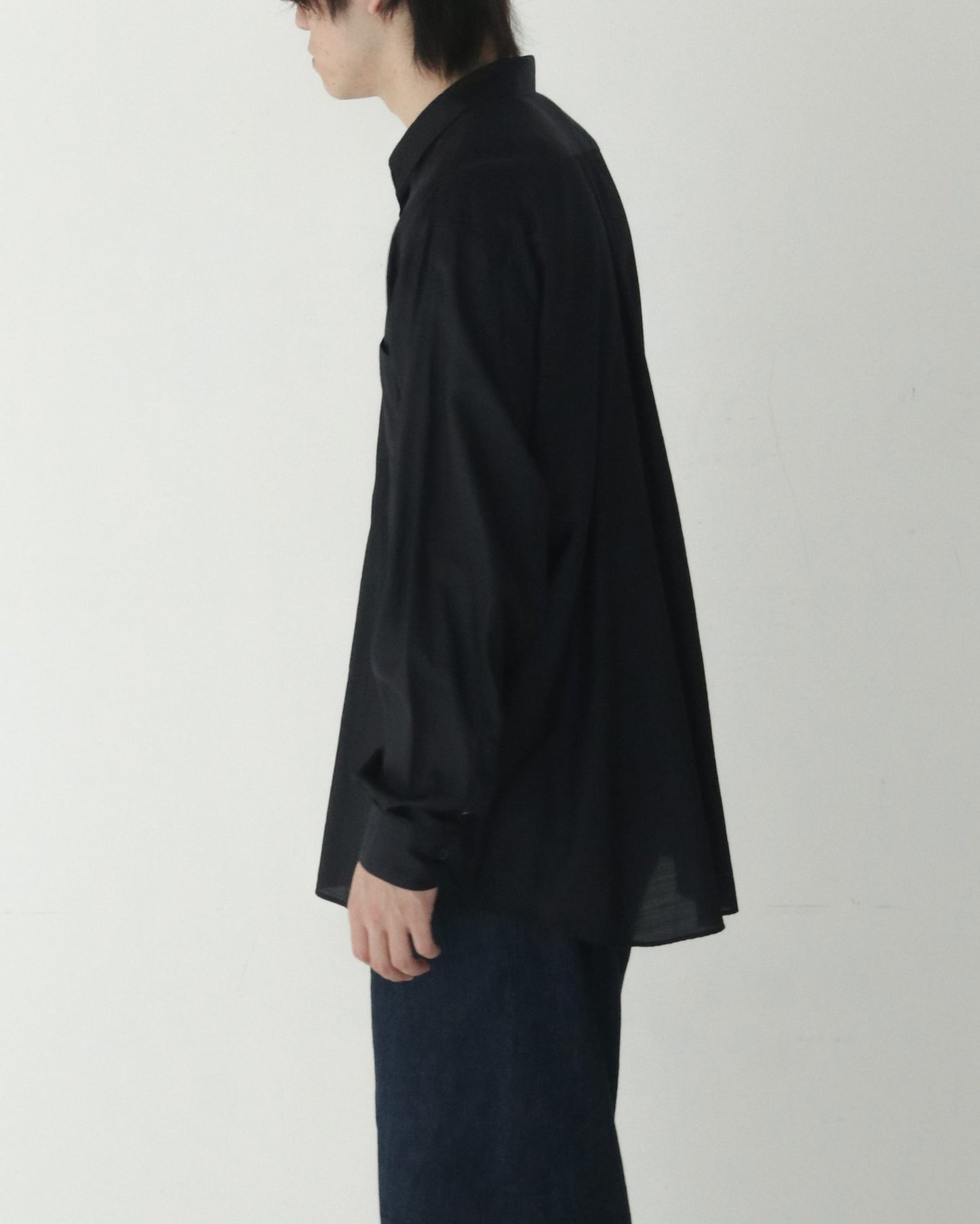 ウールシルク コモリシャツ NAVY
